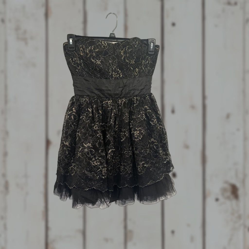 Betsey Johnson VINTAGE Betsey Johnson Dress Cocktail Mini Strapless 8 Women Black Gold Mens? Ladies? Size M / US 6-8 / IT 42-44 - 1 Thumbnail