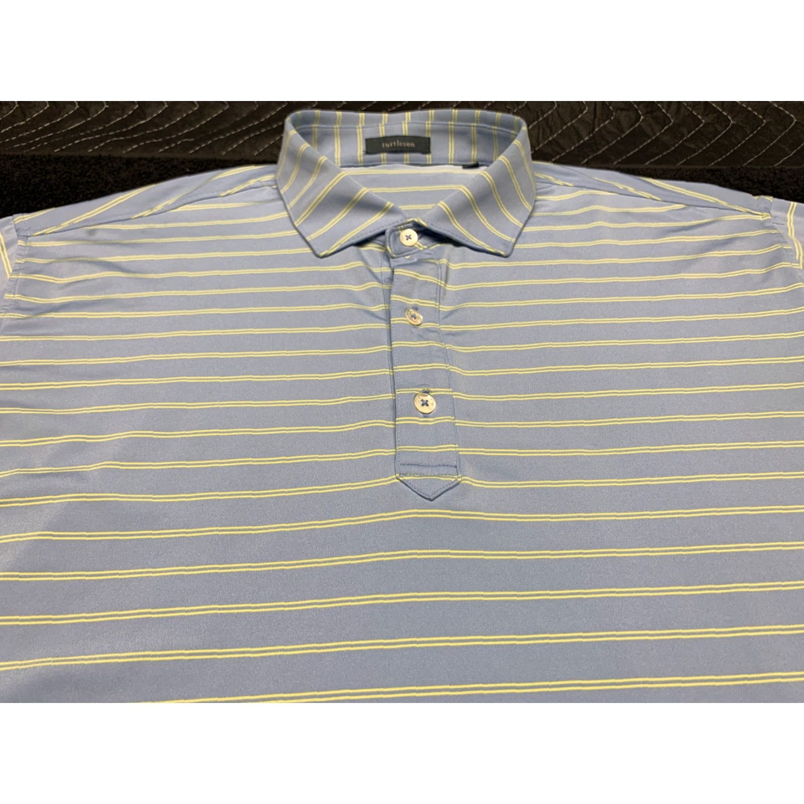 Vintage VINTAGE Turtleson Golf Polo Shirt Blue Yellow Stripe Short Sleeve Adult XL Athletic Mens Size US XL / EU 56 / 4 - 2 Thumbnail