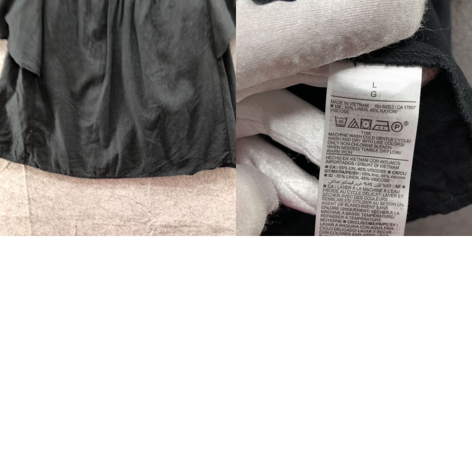 Old Navy Old Navy Blouse Womens L Black Linen Blend Flutter Sleeve Tie Back Square Neck Size L / US 10 / IT 46 - 8 Thumbnail