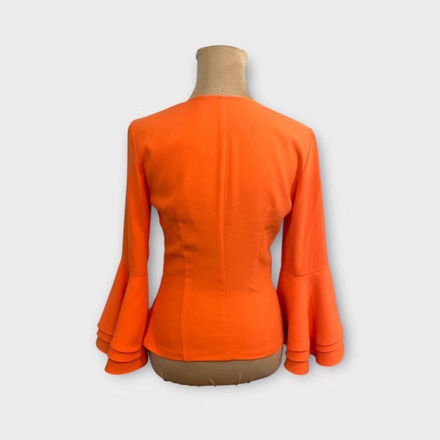 Bebe Bebe Y2K Orange Tiered Bell Sleeve Blouse XS V Neck 2000s EU Size XS / US 0-2 / IT 36-38 - 8 Thumbnail