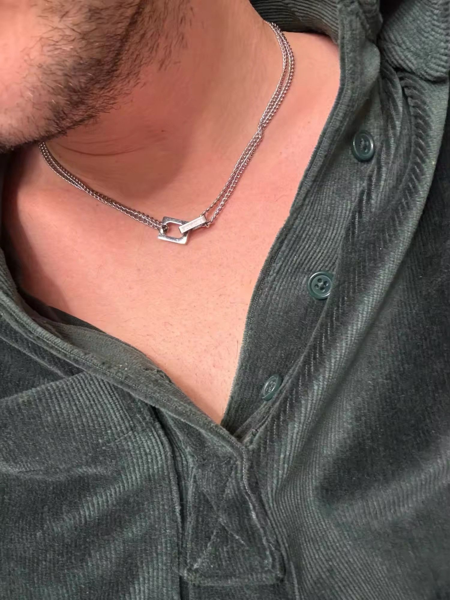 Jewelry Double Block Lock Necklace Size ONE SIZE - 6 Thumbnail