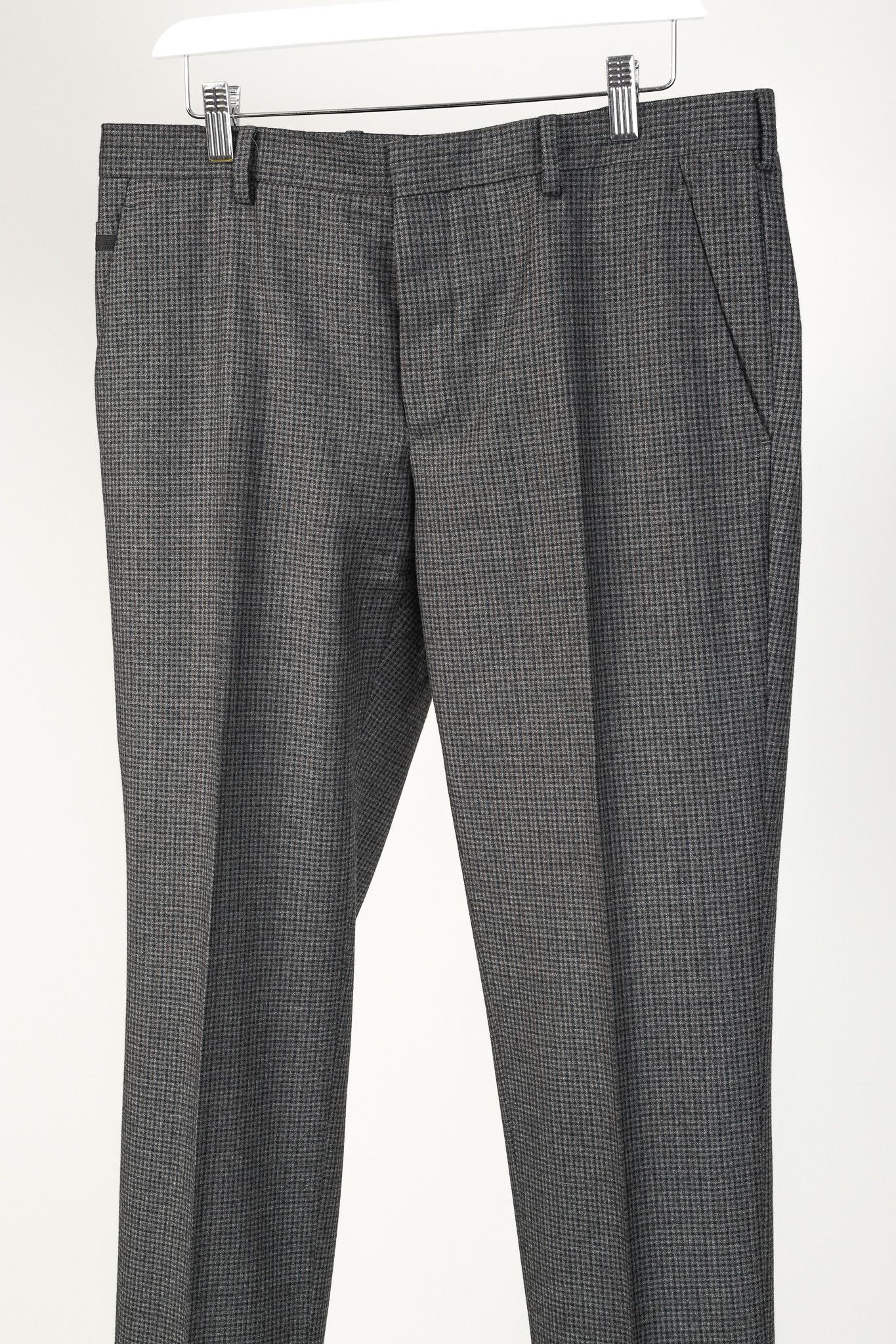 Prada Prada Grey-Check Virgin Wool-Suiting Cuffed Trousers Size US 34 / EU 50 - 3 Thumbnail