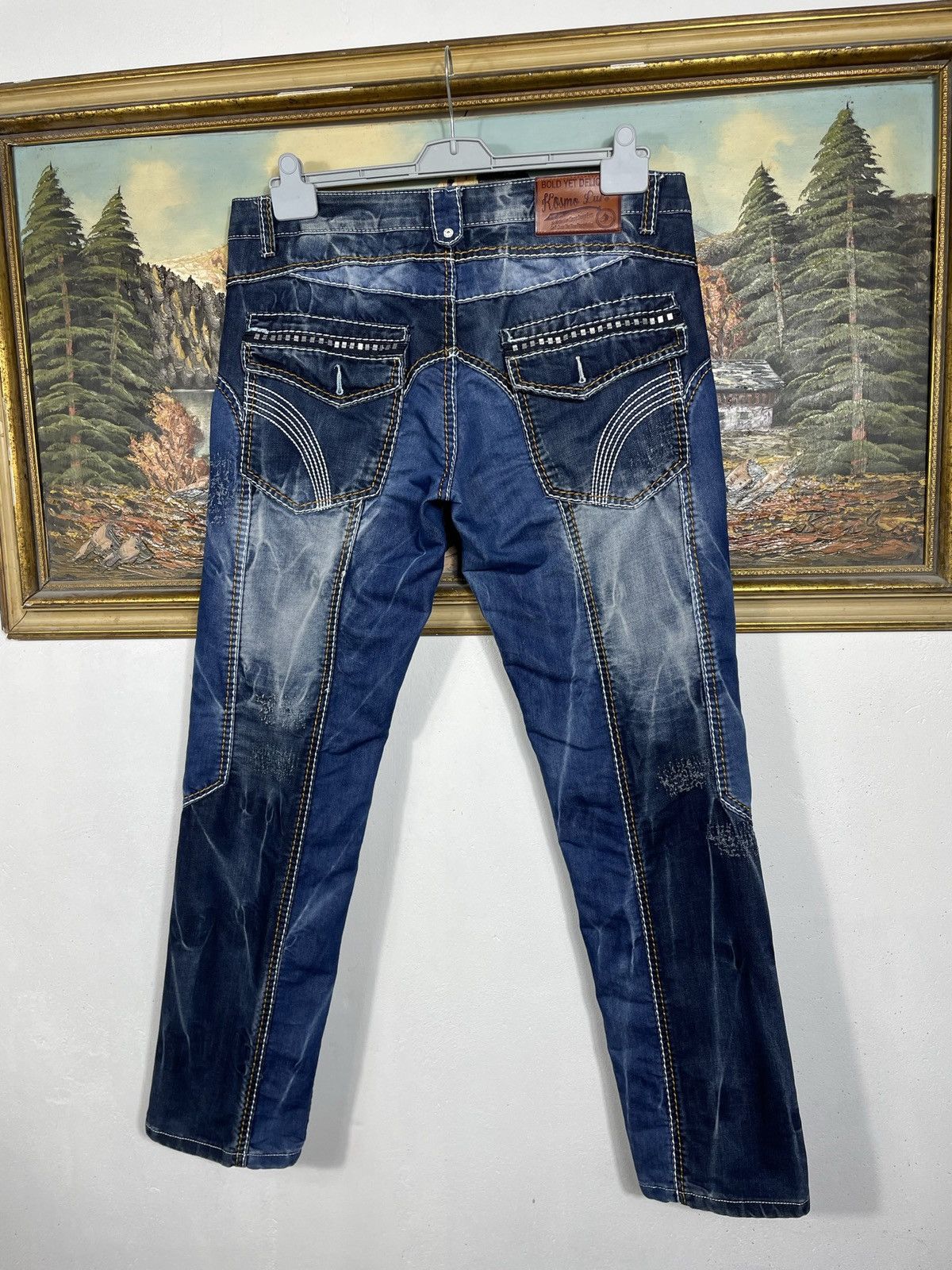 Japanese Brand Kosmo Lupo Navy Vintage Denim Jeans Avant Garde Trousers Size US 36 / EU 52 - 9 Thumbnail