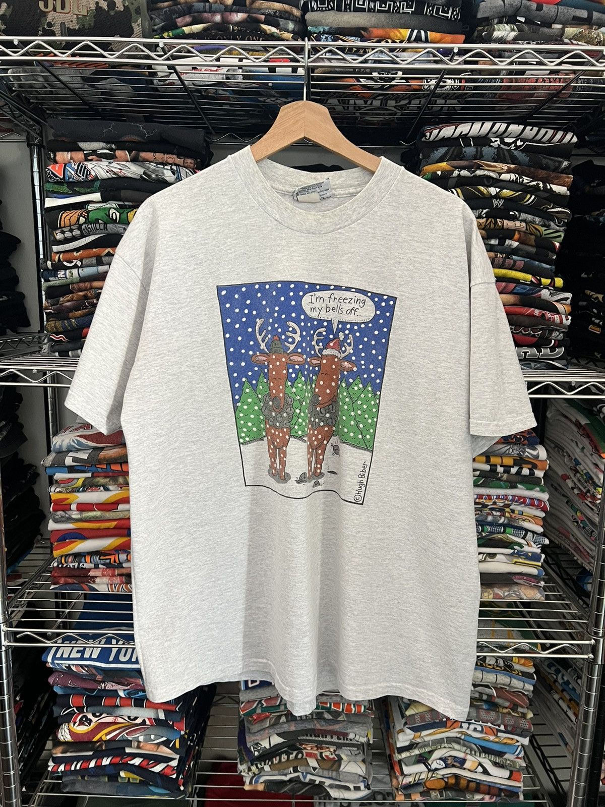 Lee 90s I’m freezing my bells off Hugh Biber Christmas Art Tee Size US XL / EU 56 / 4 - 1 Thumbnail