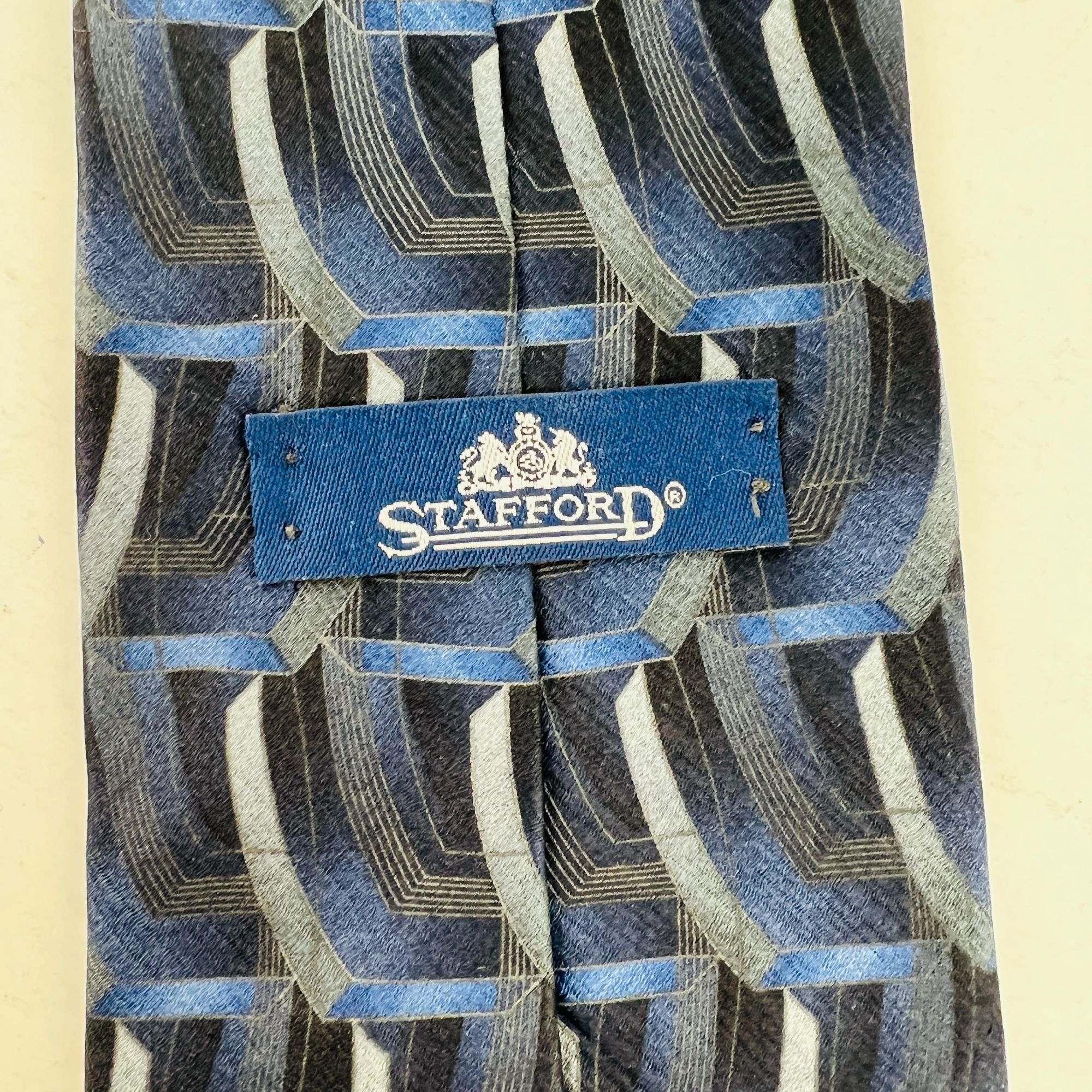 Stafford Stafford Blues Grays Necktie Tie 100% Imported Silk Size ONE SIZE - 4 Thumbnail