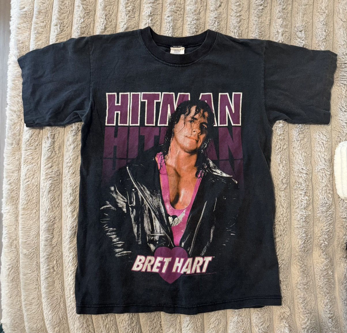 WWF RARE 90s bret hart the hitman 1993 wrestling thrash sunfaded Size US S / EU 44-46 / 1 - 2 Thumbnail