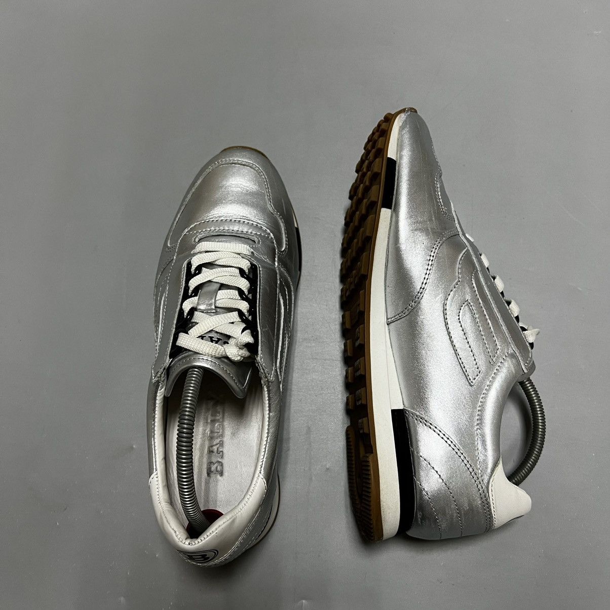 Bally BALLY Gavina Metallic Silver Low Woman's Leather Sneakers Size US 7.5 / IT 37.5 - 11 Thumbnail