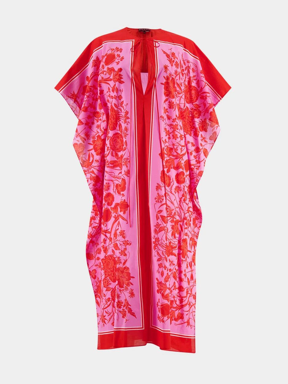 Gucci oc11z1125 Muslin Light Floral Fuchsia Midi Dress Red & Pink Size XS / US 0-2 / IT 36-38 - 1 Thumbnail