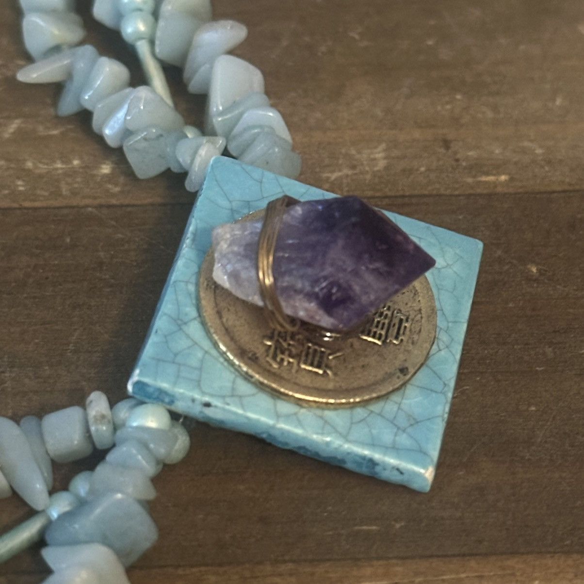 Vintage Vintage multi strand stone chip amethyst pendant necklace Size ONE SIZE - 4 Thumbnail