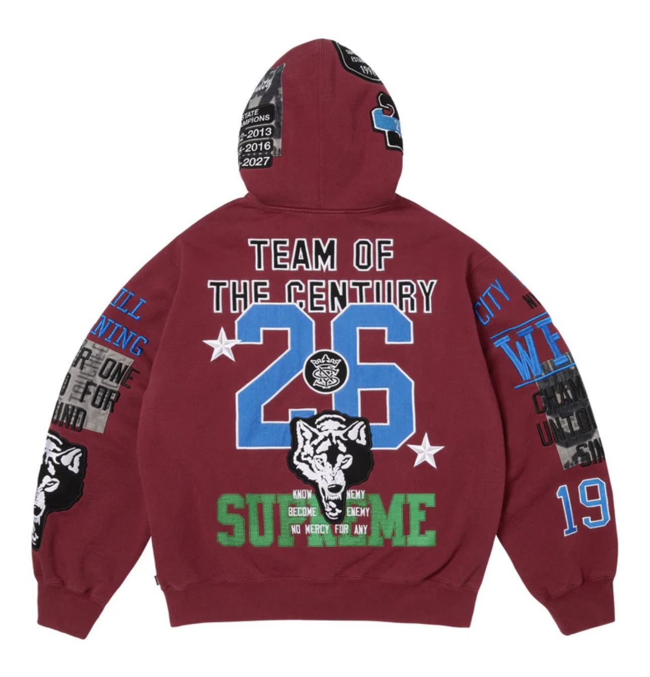 Supreme Supreme warriors applique zip up hoodie burgandy XL PRESALE Size US XL / EU 56 / 4 - 3 Thumbnail