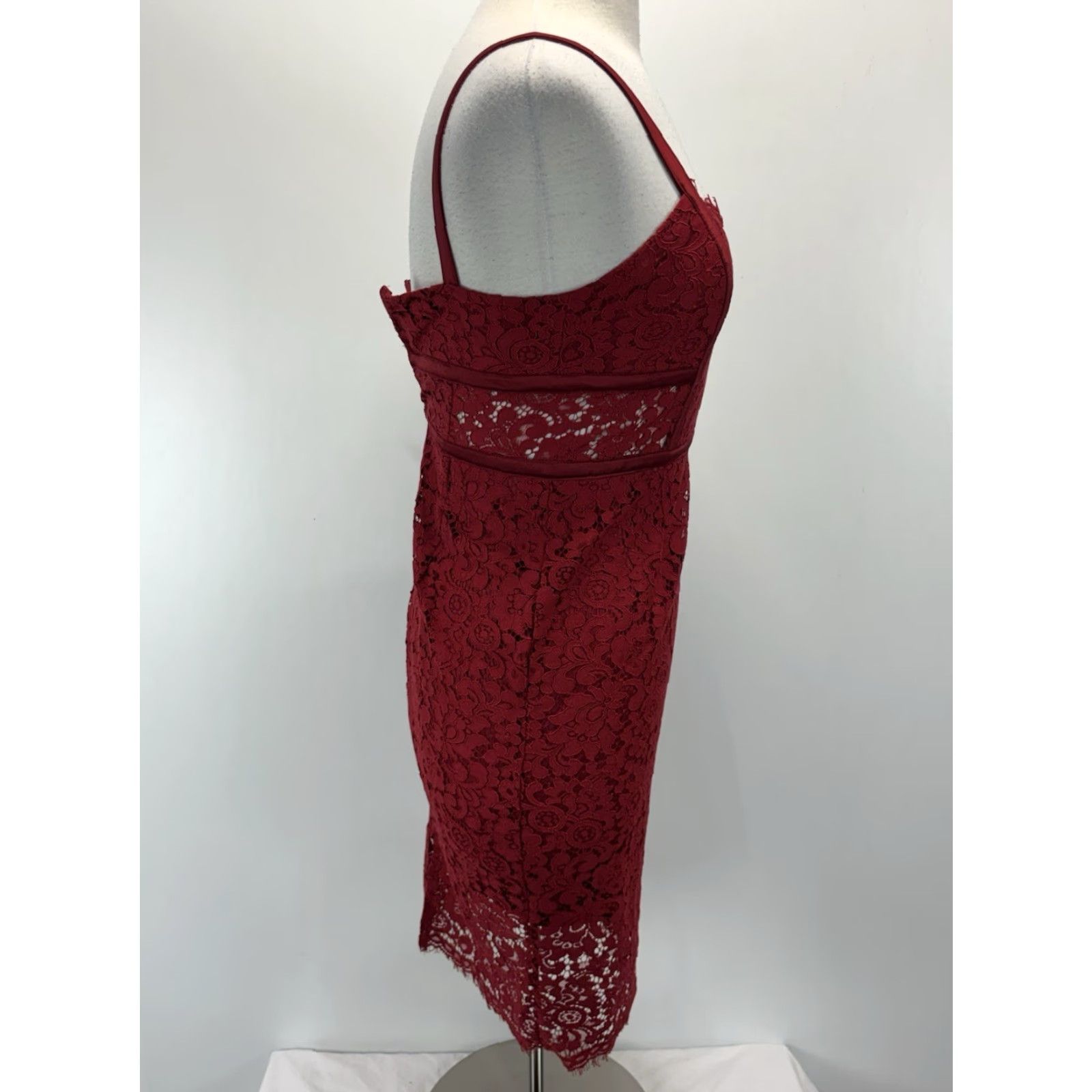 Express Express Lace Overlay Dress Women’s Red Knee Length Bodycon Sleeveless Zip Size 4 Size S / US 4 / IT 40 - 4 Thumbnail