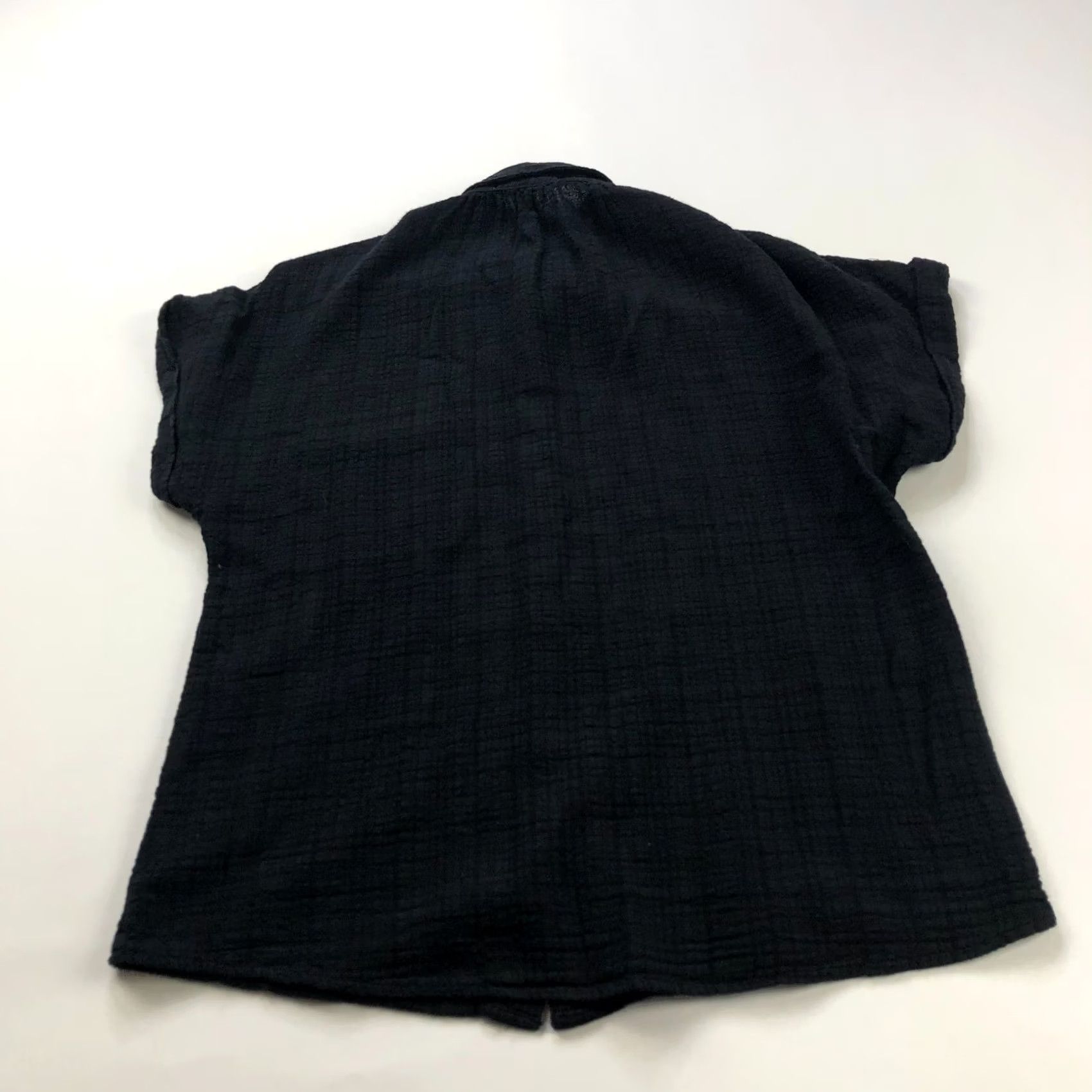 Anthropologie Cloth & Stone Anthropologie XS Short Sleeve Check Shirt Black Crinkle Size XS / US 0-2 / IT 36-38 - 4 Thumbnail
