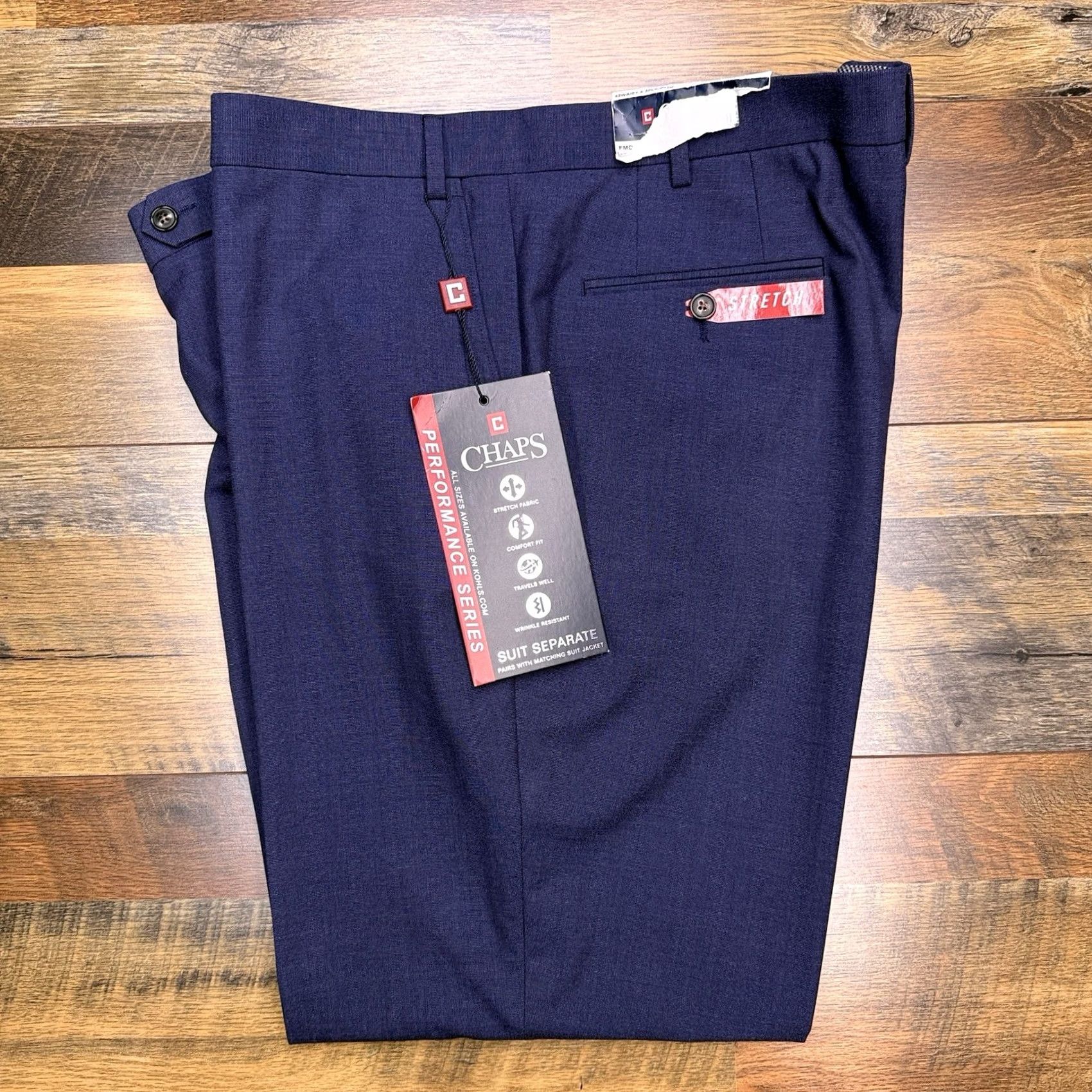 Chaps Chaps Dress Pants Mens 42x30 Blue Flat Front Stretch Regular Size US 42 / EU 58 - 2 Thumbnail