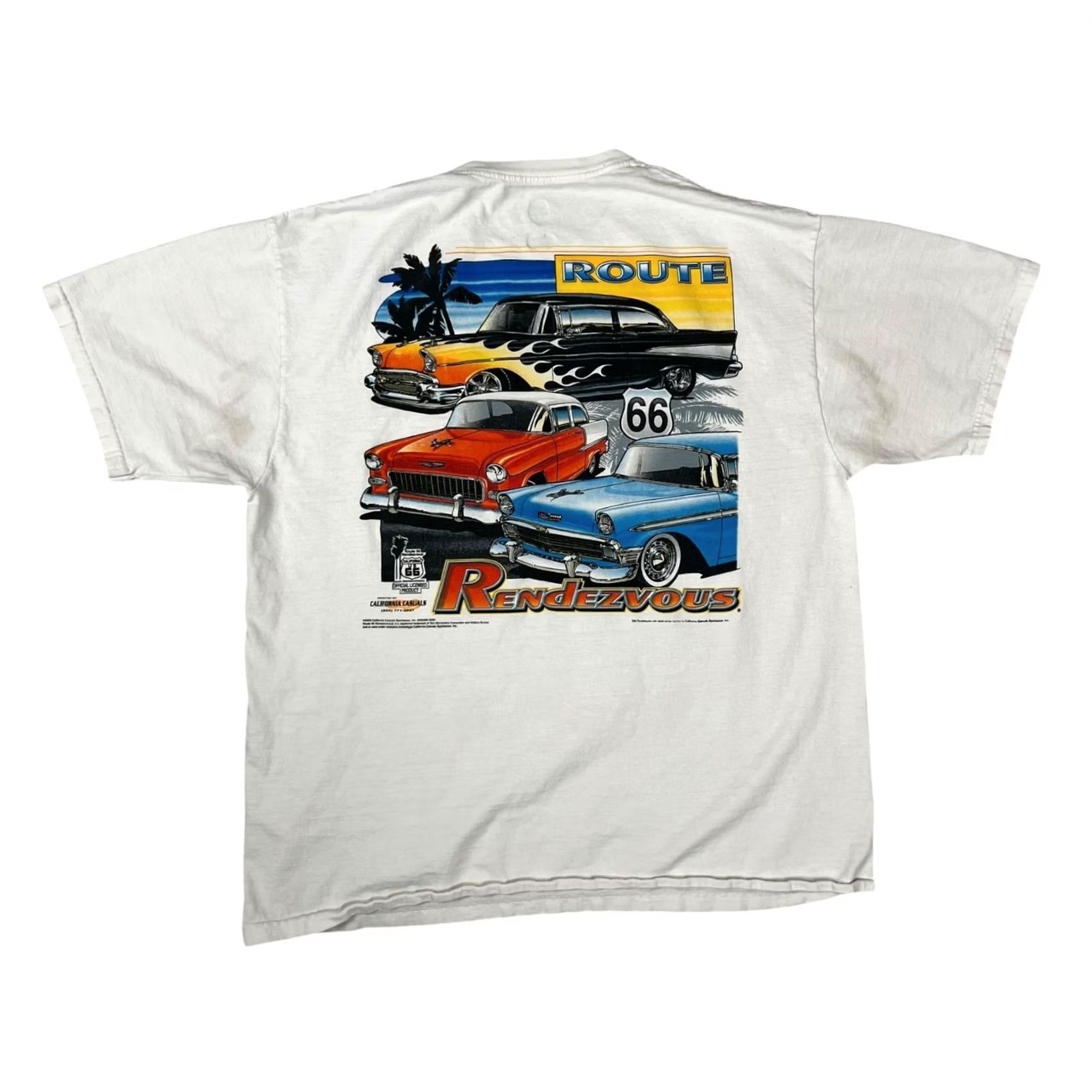 Vintage VINTAGE California Route 66 Rendezvous T-Shirt Mens XL White Size US XL / EU 56 / 4 - 2 Thumbnail