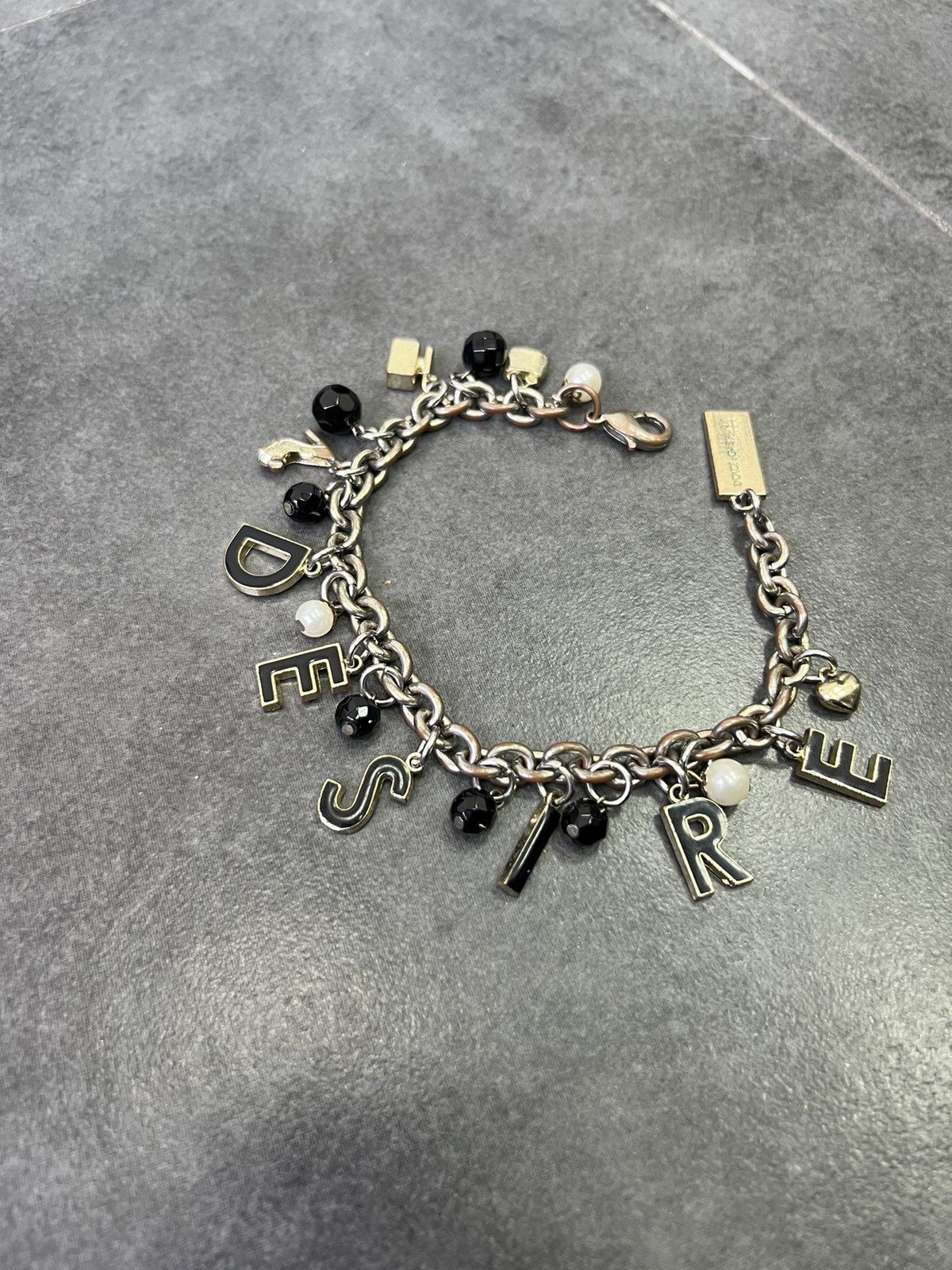Designer × Dolce & Gabbana × Vintage DOLCE & GABBANA Jewerly Bracelet Silver Black Chain Vintage Size ONE SIZE - 2 Thumbnail