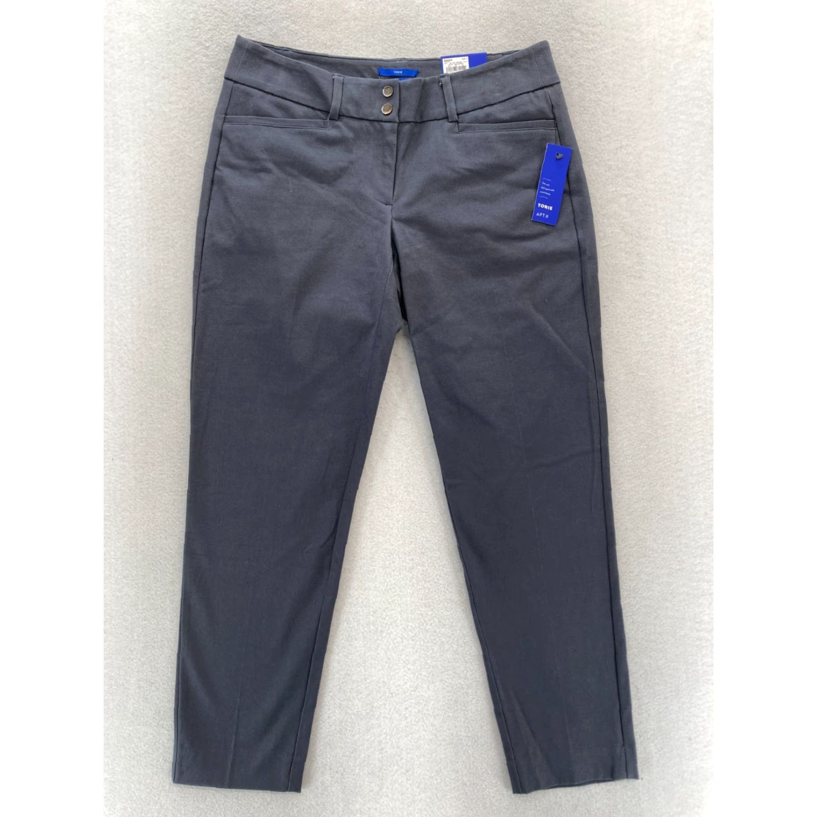Apt. 9 Apt. 9 Torie Ankle Pants Women's 8 Gray Stretch Mid Rise Straight Casual Comfort Pants Size 30" / US 8 / IT 44 - 2 Thumbnail