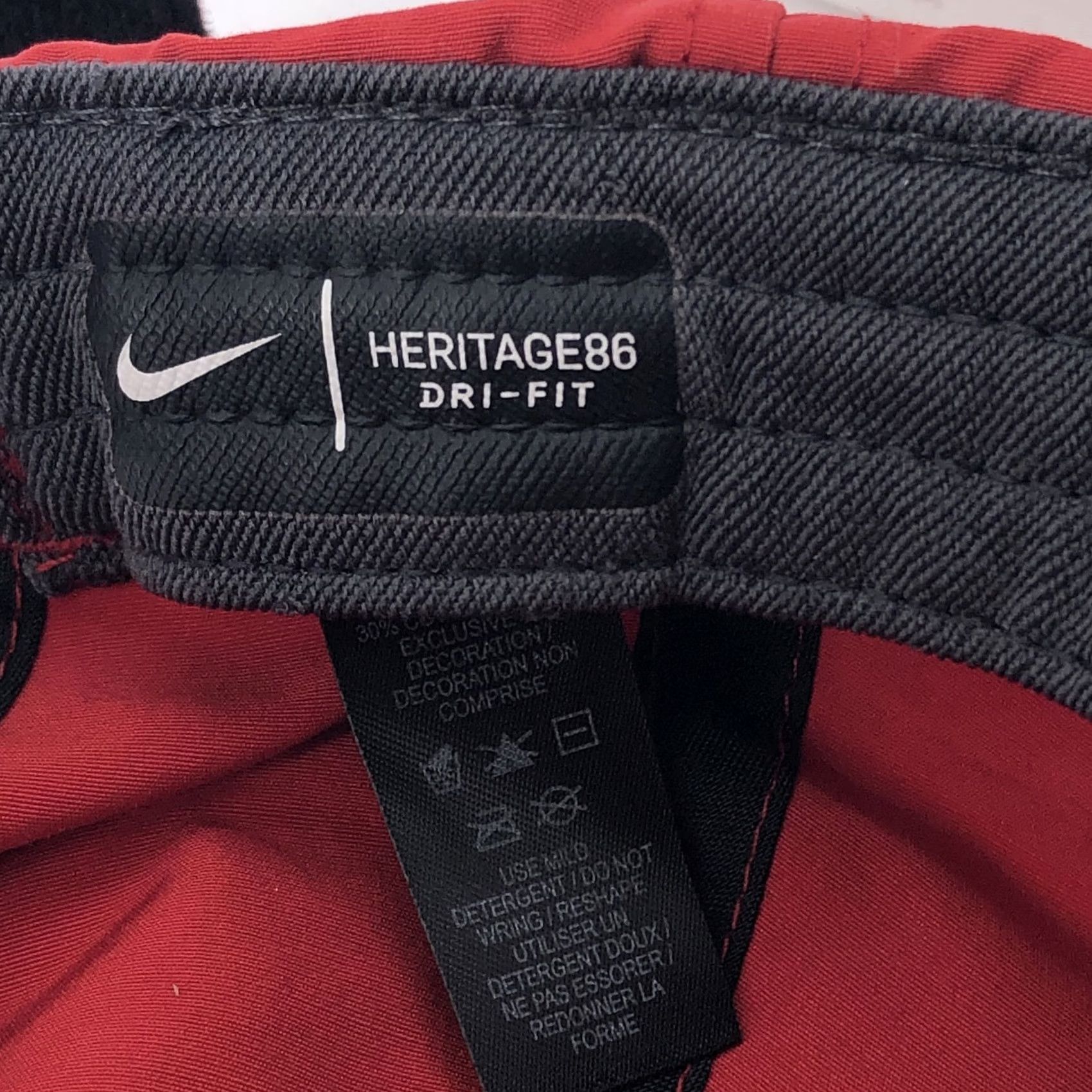 Nike Nike Hat Cap Red Black Heritage86 Dri-Fit Athletic Mens One Size Adjustable Moisture Wicking Lightweight Breathable Polyester Baseball Cap Size ONE SIZE - 5 Thumbnail