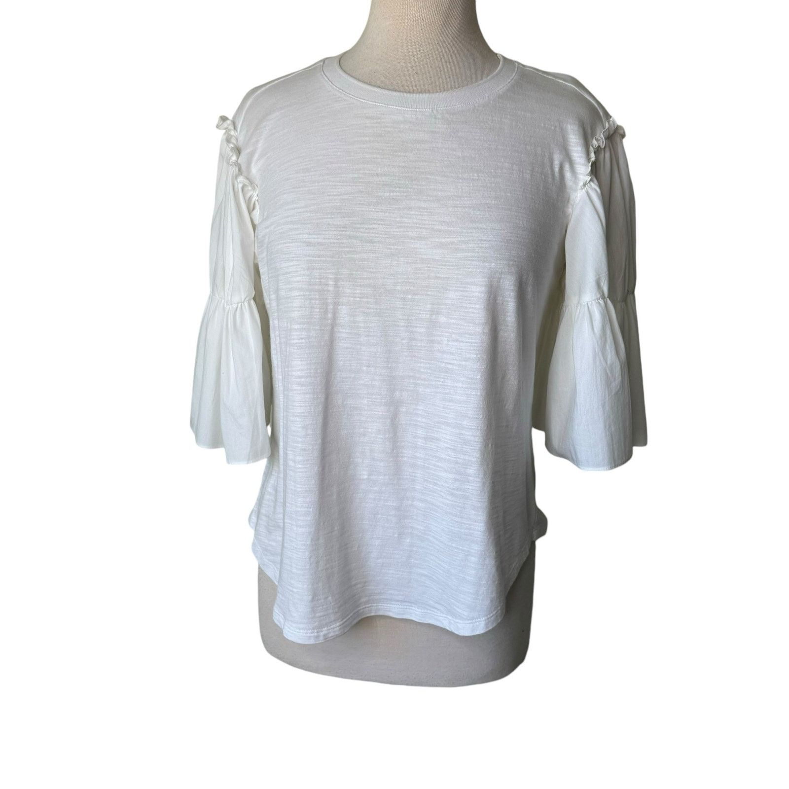 Cinq a Sept CINQ A SEPT Hailey Ruffle Top White Size Small 100% Cotton Size S / US 4 / IT 40 - 2 Thumbnail