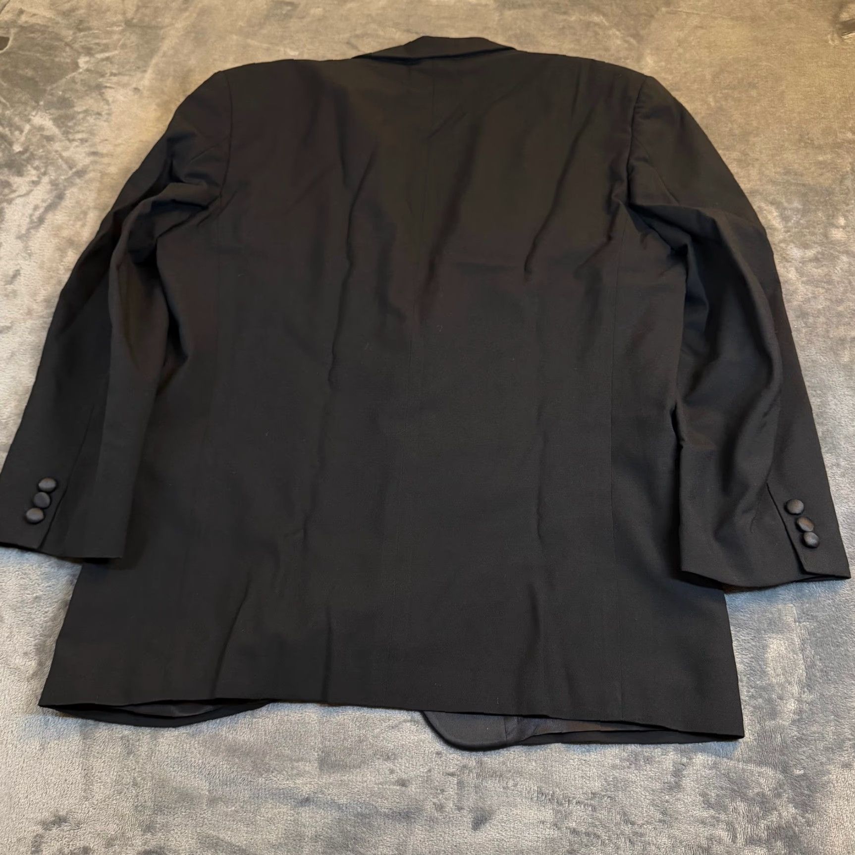 Vintage Neil Allyn Tuxedo Blazer Mens 43R Black Wool Satin Peak Lapel Formal Single-Breasted Notch Lapel 100% Wool Wedding Costume Casual Dinner Jacket Size 46R - 5 Thumbnail