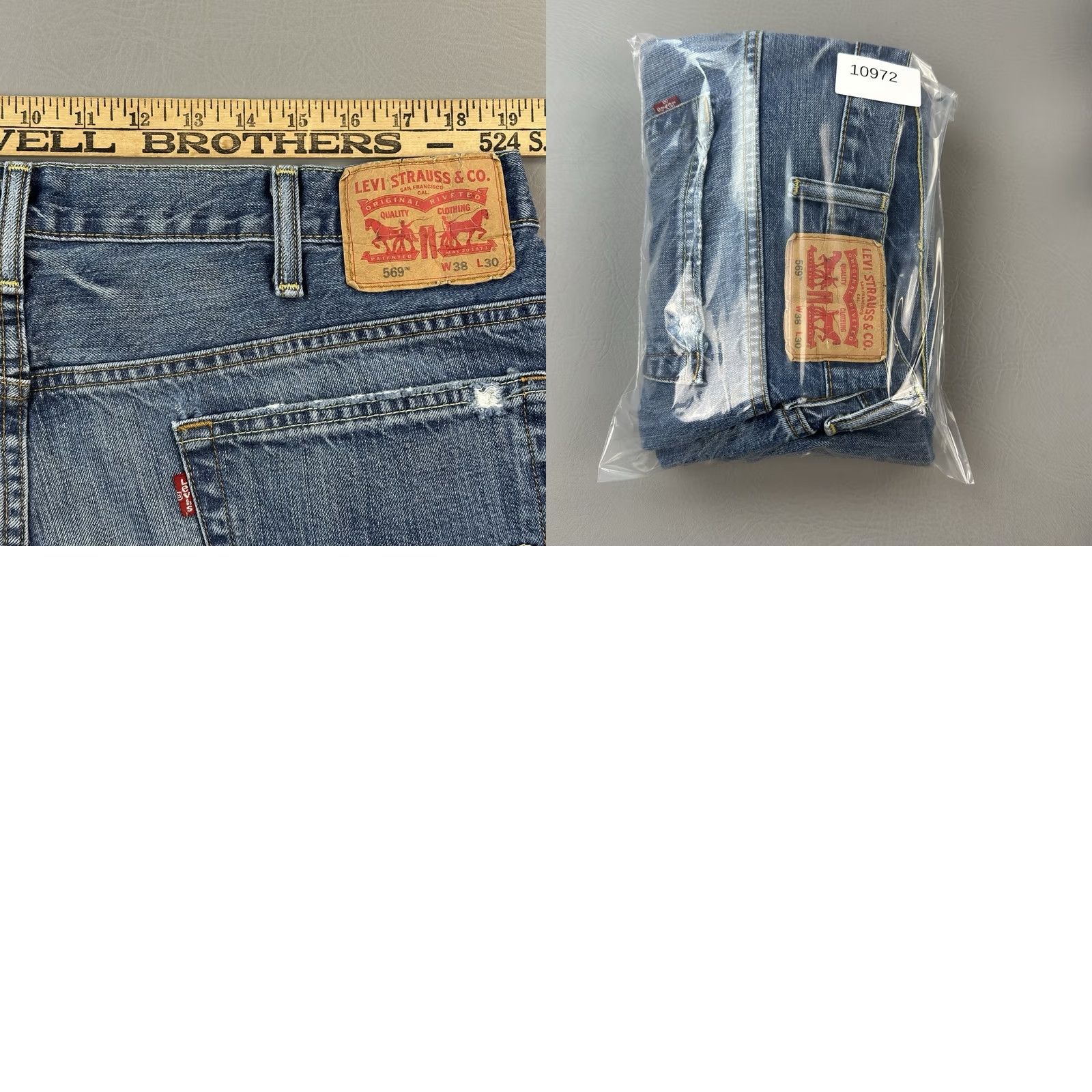 Levi's Levi's 569 Jeans Mens 38x30 Medium Wash Denim Loose Straight Fit Distressed Jeans Size US 38 / EU 54 - 9 Thumbnail