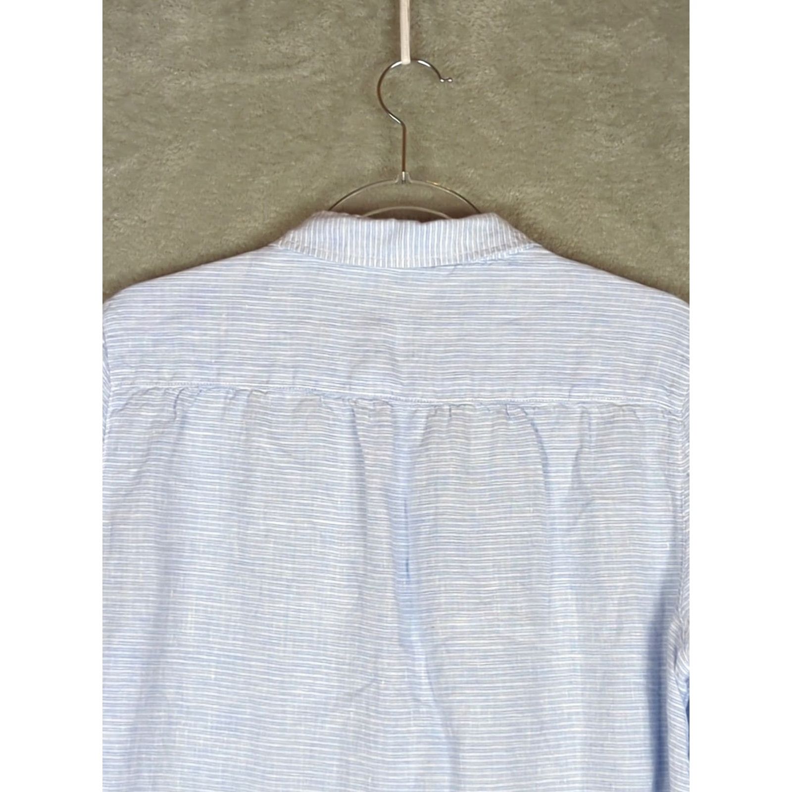 Vintage St Tropez Tunic Shirt Women XL Linen Beach Cover Up White Blue Stripe Summer Casual Button-Up Collared Beach Theme Size XL / US 12-14 / IT 48-50 - 4 Thumbnail