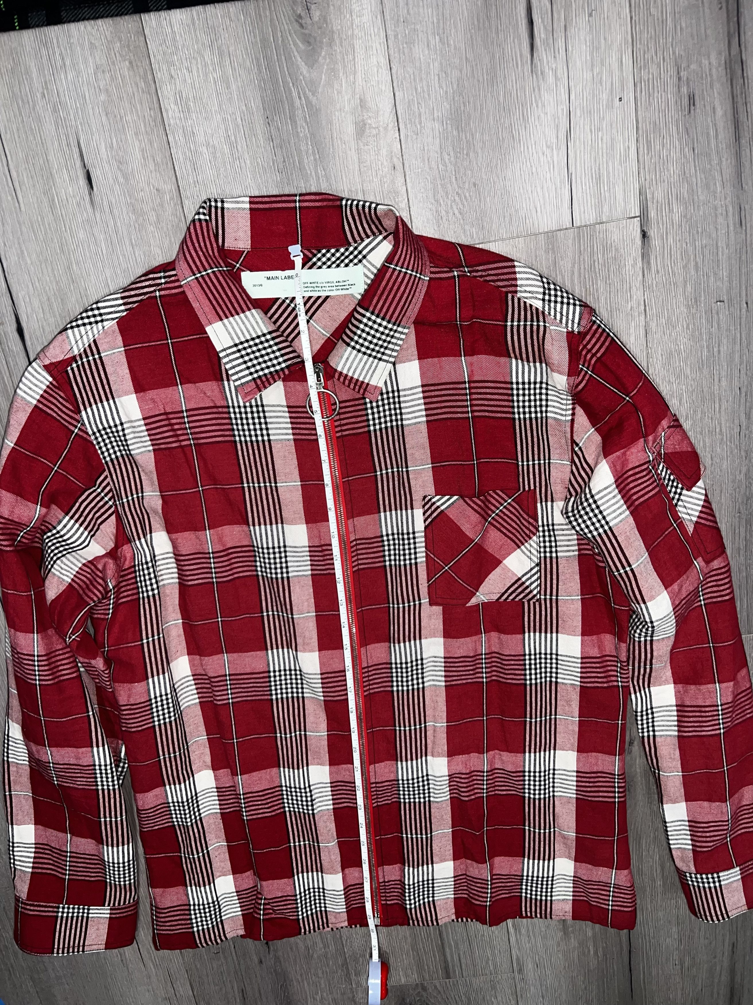 Off-White Skull Print 2019 Red Linen Checkered Jacket Size US XXL / EU 58 / 5 - 7 Thumbnail