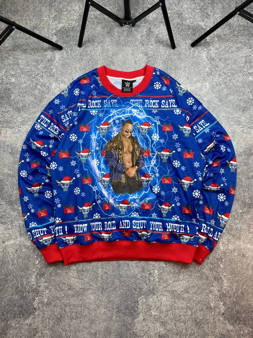 Vintage × WWE The Rock Ugly Holiday WWE Size US M / EU 48-50 / 2 - 1 Thumbnail