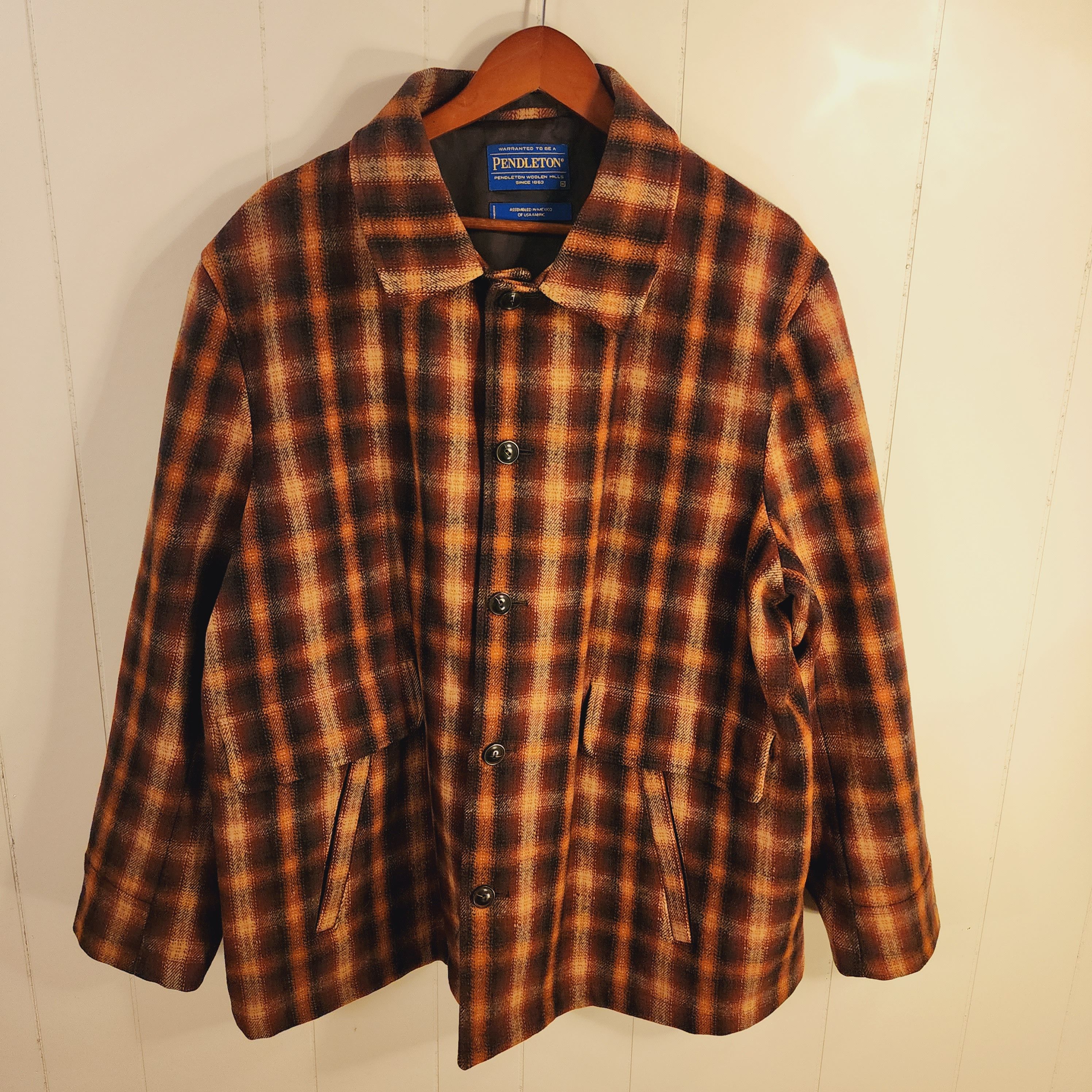 Pendleton Vintage Pendleton Orange Wool Plaid Jacket Size US XL / EU 56 / 4 - 1 Thumbnail