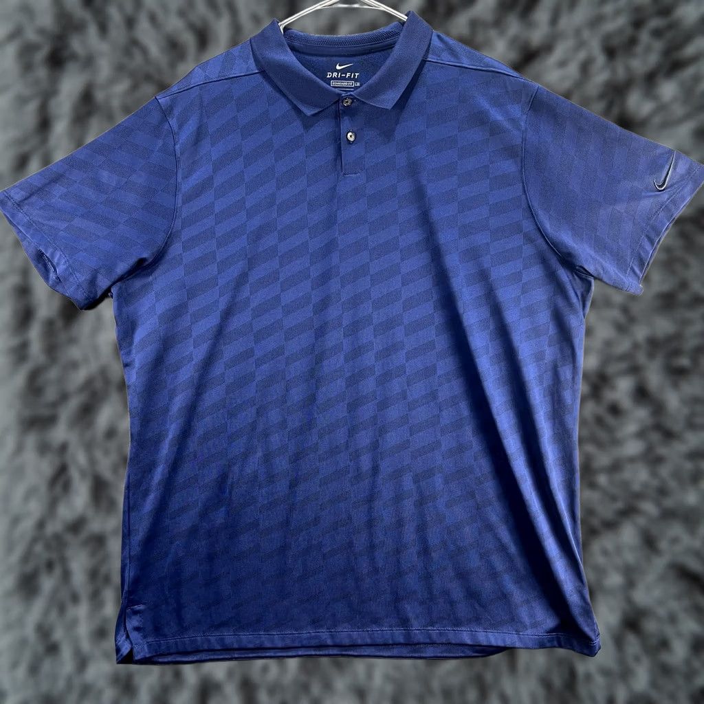 Nike Nike Dri-FIT Polo Shirt Mens XL Blue Check Swoosh Golf Short Sleeve Shirt Size US XL / EU 56 / 4 - 1 Thumbnail