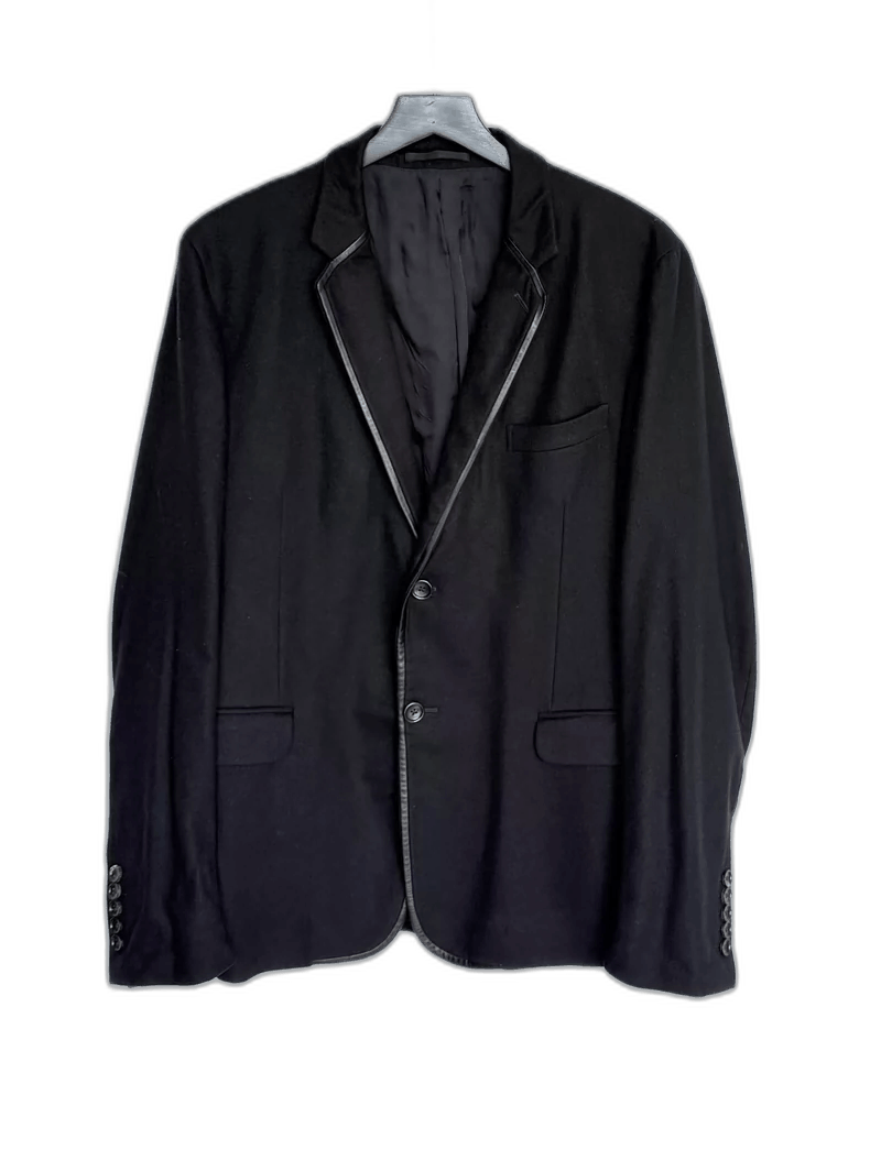 Gucci Gucci Black Wool Suit Jacket with Leather Trim Size US L / EU 52-54 / 3 - 1 Thumbnail