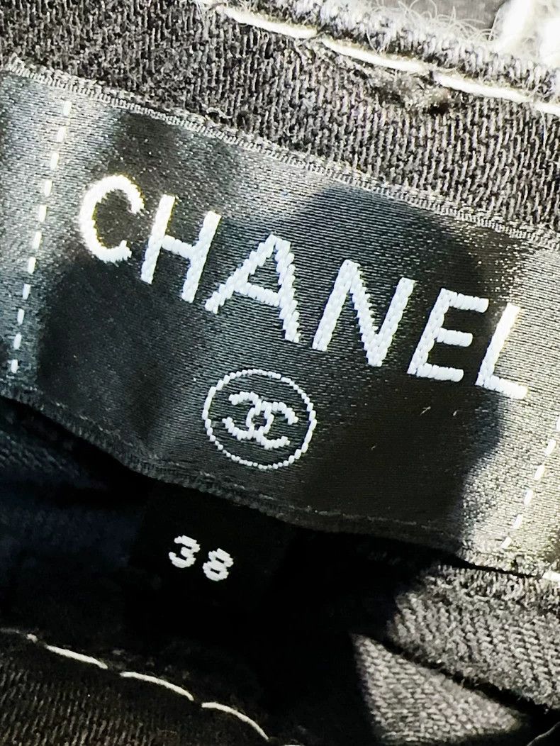 Chanel Chanel Black and white-edged cartoon wide-leg trousers Size 25" / US 0 / IT 36 - 6 Thumbnail