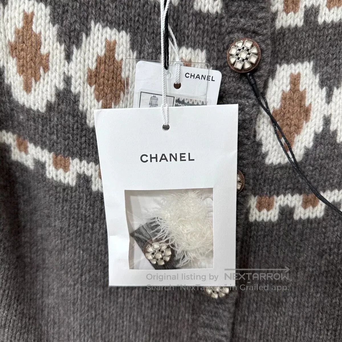 Chanel chanel wool knit dress with geometric pattern. Size XS / US 0-2 / IT 36-38 - 5 Thumbnail