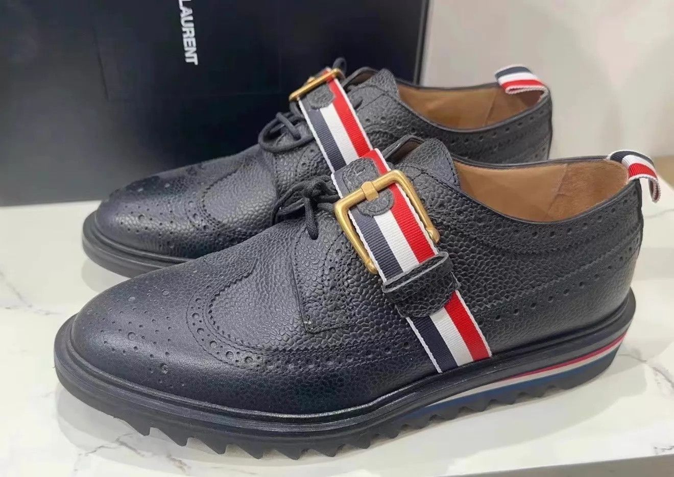 Thom Browne Thom Browne Men's 3-Stripe Brogue Rubber Sole Derby Size US 10 / EU 43 - 6 Thumbnail