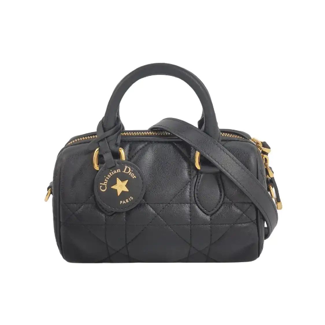 Dior DIOR Groove mini black cowhide leather rattan plaid quilted Boston bag crossbody Size ONE SIZE - 1 Thumbnail