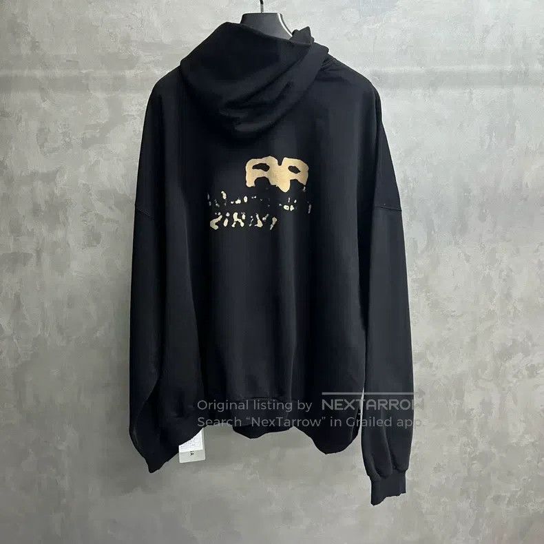 Balenciaga Balenciaga Logo Printed Hooded Pullover Sweater Size US XXL / EU 58 / 5 - 5 Thumbnail