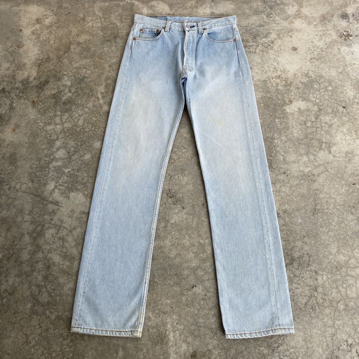 Levi's Vintage 90’s Levis 501 Faded Light Blue Distressed Jeans Size US 30 / EU 46 - 1 Thumbnail