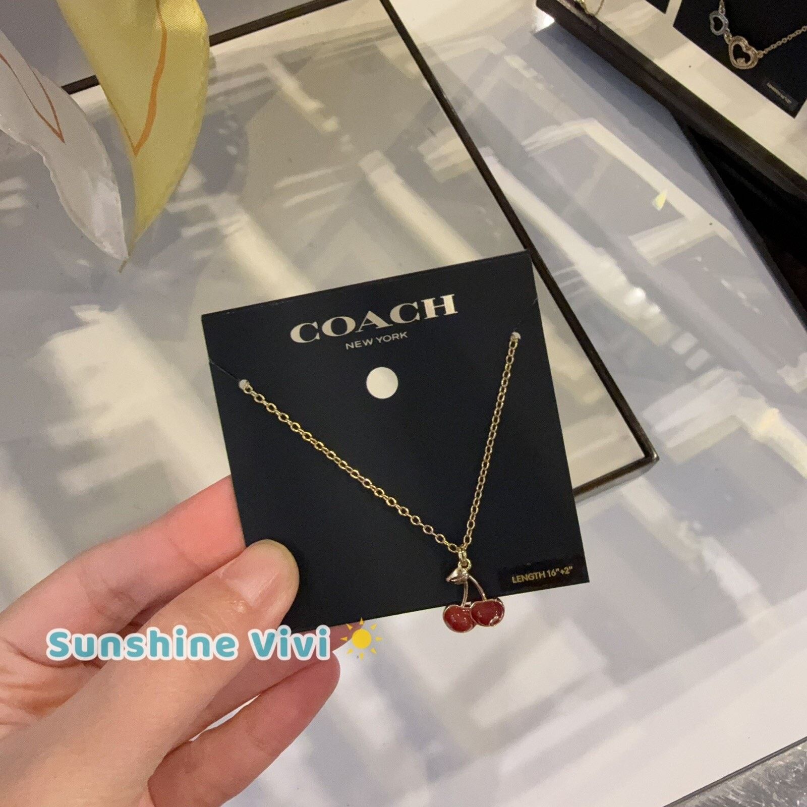 Coach NEW Coach Cherry Charm Pendant Necklace Gold/Red CAA18 Size ONE SIZE - 1 Thumbnail