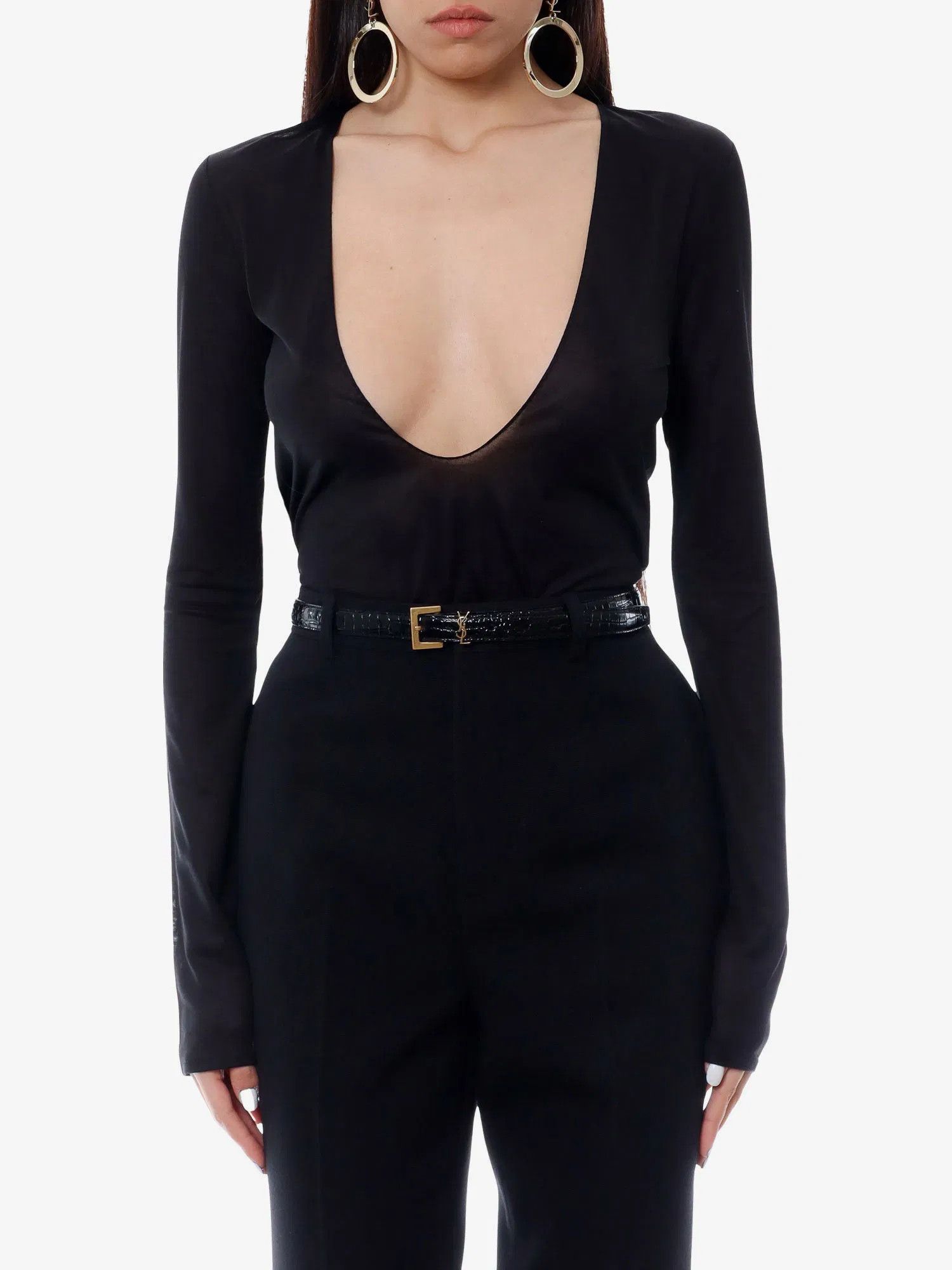 Saint Laurent Paris o1s1wg111124 Cassandre Sweater in Silk Jersey in Black Size L / US 10 / IT 46 - 3 Thumbnail