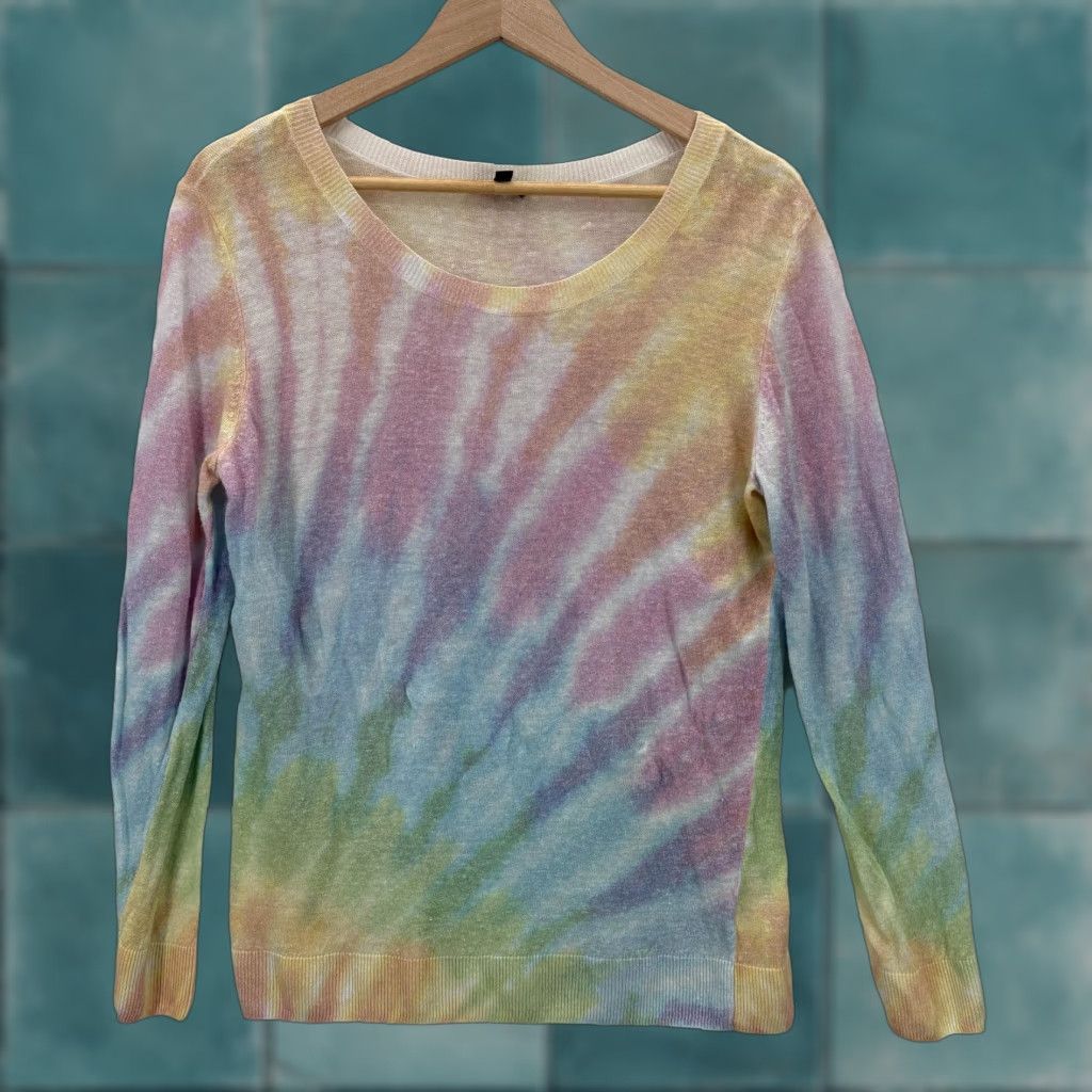 Talbots Talbots Sweater Womens Medium Multicolor Rainbow Tie Dye Linen Blend Scoop Neck Size M / US 6-8 / IT 42-44 - 1 Thumbnail