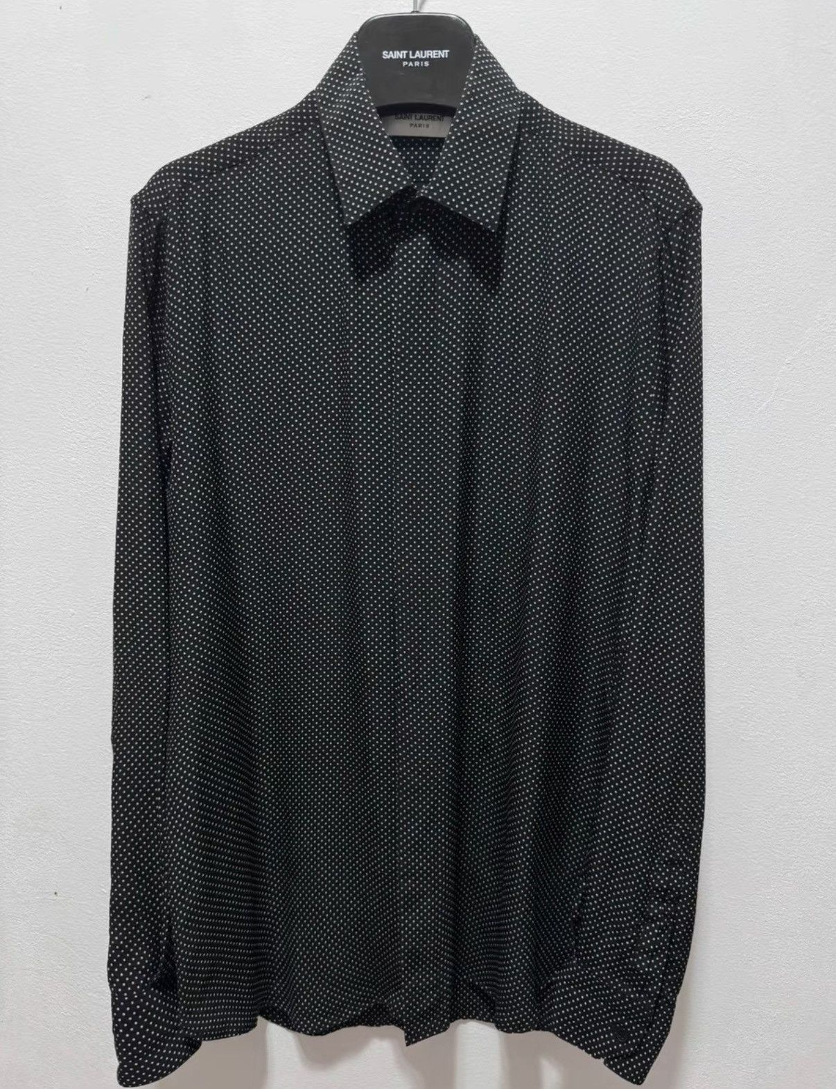 Saint Laurent Paris SLP) 21FW Silk Starry Sky All-Over Small Polka Dot Shirt Size US M / EU 48-50 / 2 - 1 Thumbnail