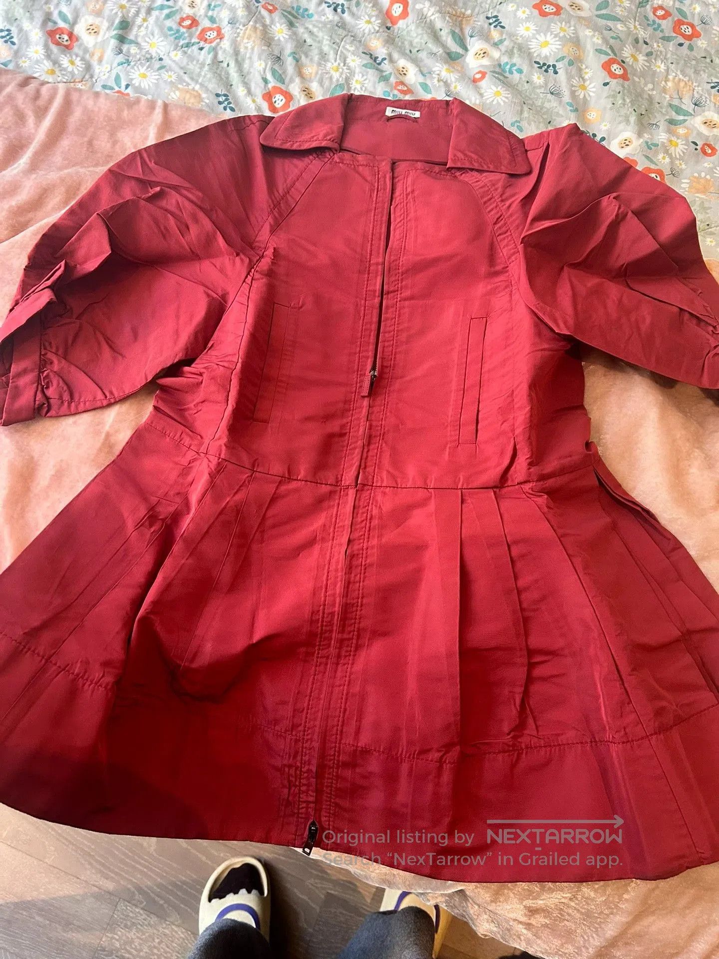 miu miu dark red trench coat size xs.