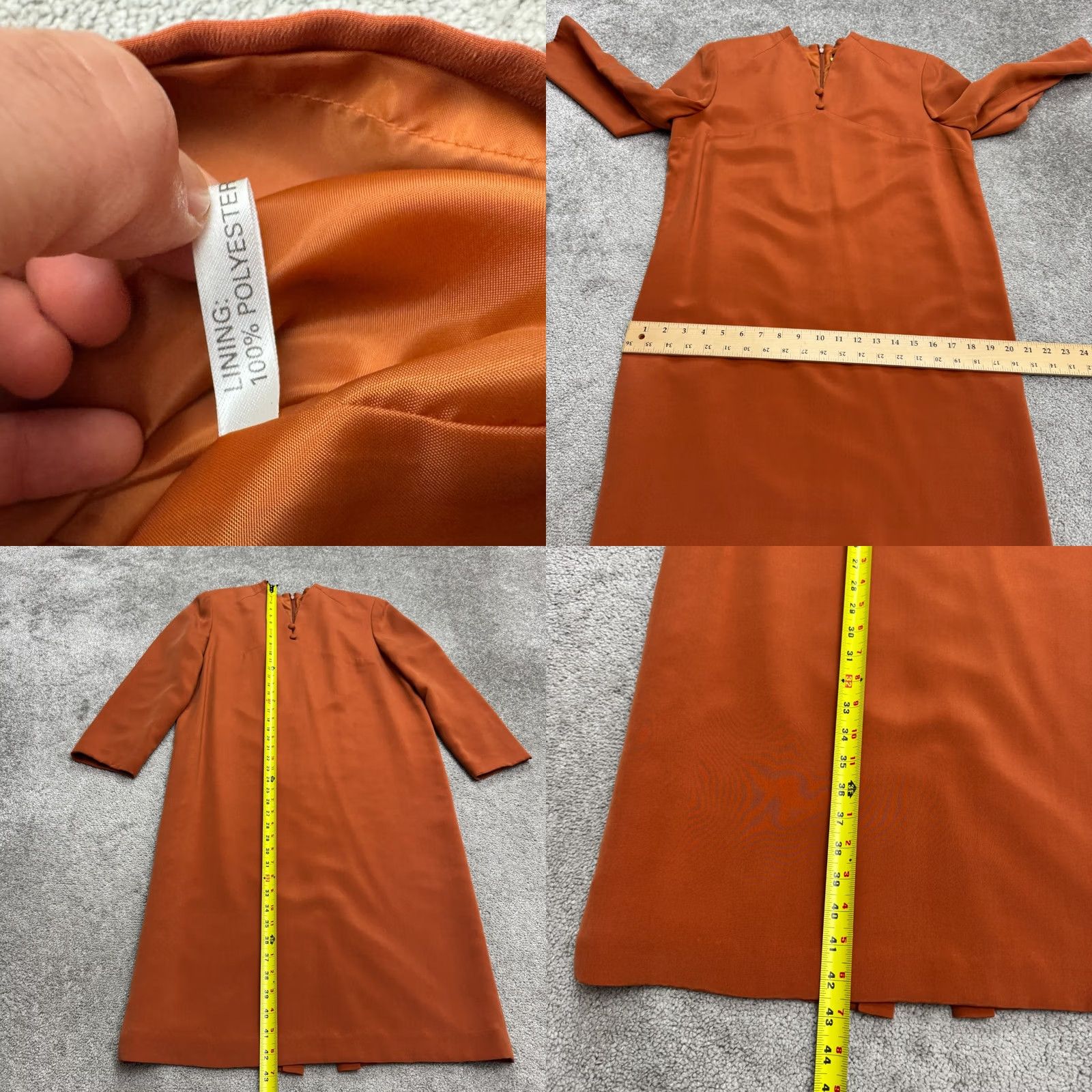 Vintage VINTAGE Shomi Silk Midi Shift Dress Womens 10 Orange Long Sleeve V-Neck NWOT Size L / US 10 / IT 46 - 8 Thumbnail