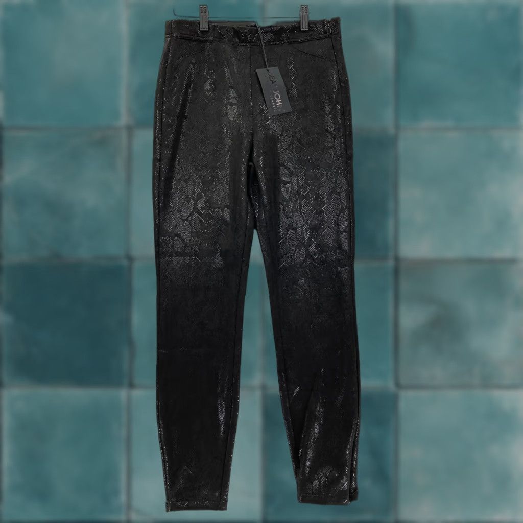 Vintage Dear John Nina Skinny Ankle Pants Women's 29 Black Snakeskin Stretch Side Zip Size 28" / US 6 / IT 42 - 1 Thumbnail