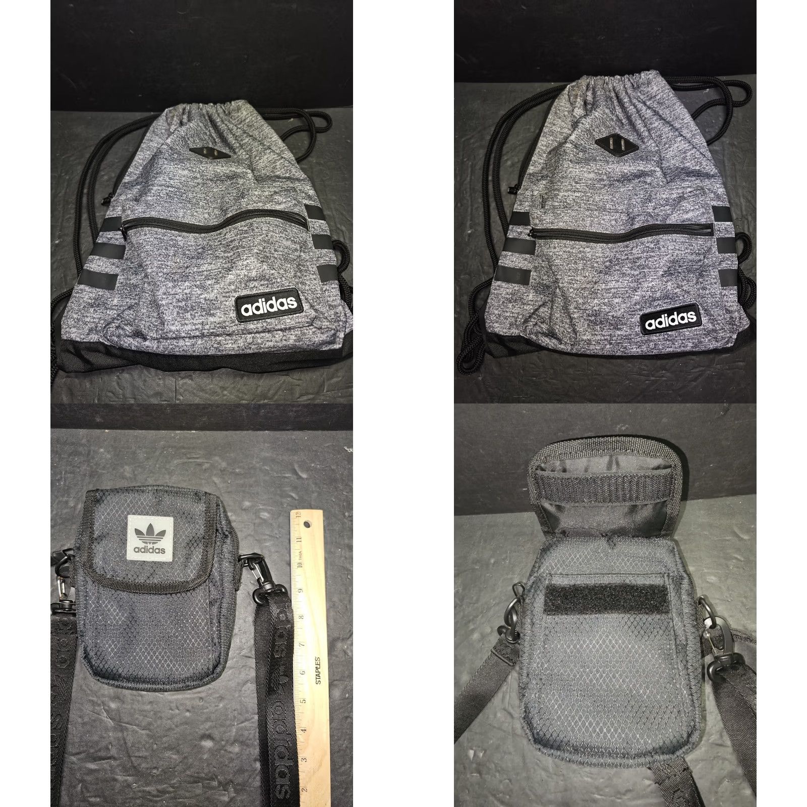 Adidas Adidas Alliance II Sackpack Drawstring Sling Bag Crossbody Bag Pockets Gray Polyester Size ONE SIZE - 8 Thumbnail