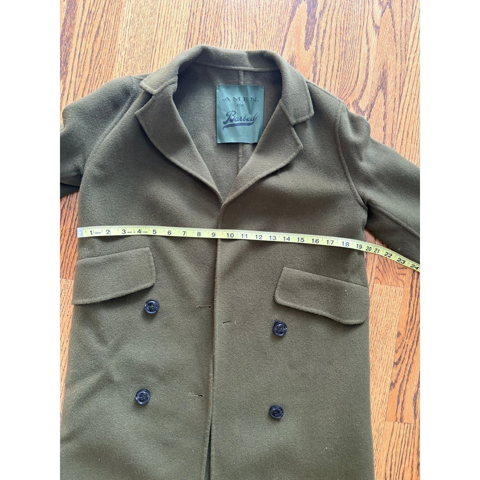 Acne Studios Amen x for Barbed Italy 100% Wool Coat Olive Green S Size S / US 4 / IT 40 - 5 Thumbnail