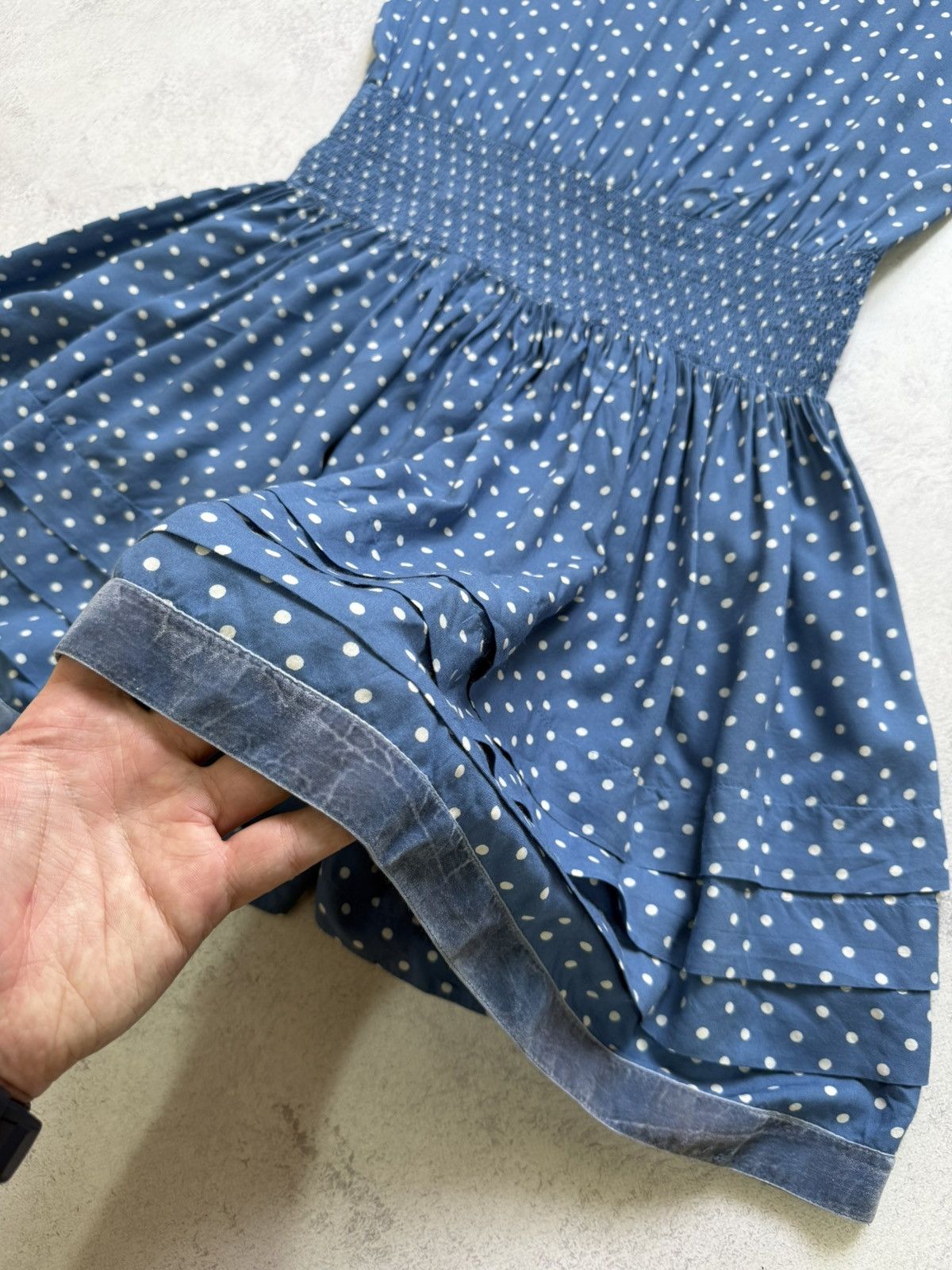 Vintage Ewa I Walla Blue Polka Dot Short Sleeve Midi Dress Size XS Size XS / US 0-2 / IT 36-38 - 13 Thumbnail