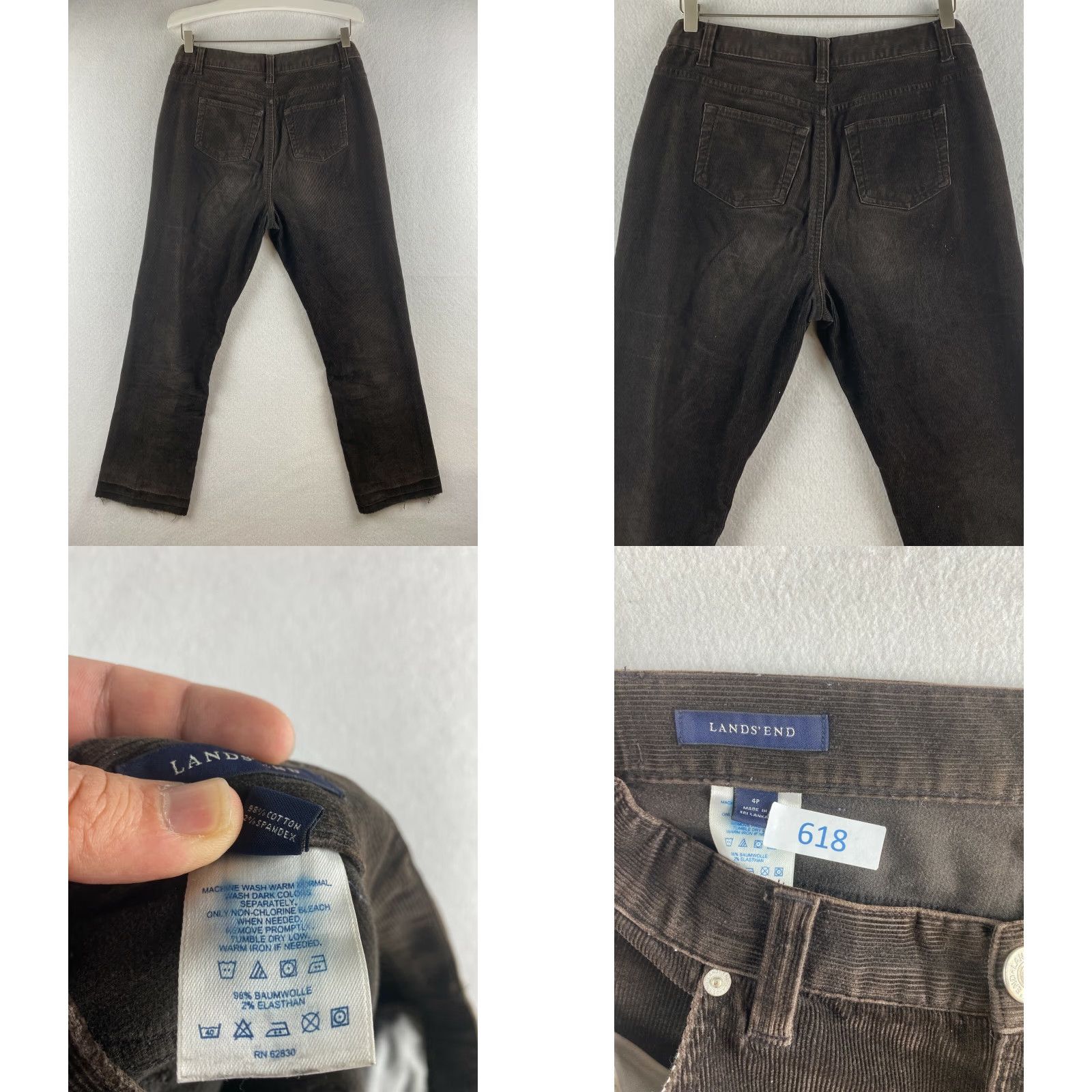 Lands' End Lands' End Corduroy Pants Womens 4P Boot Cut Cotton Brown Night/Solid Modern Straight Leg Casual Womens Size 27" / US 4 / IT 40 - 8 Thumbnail
