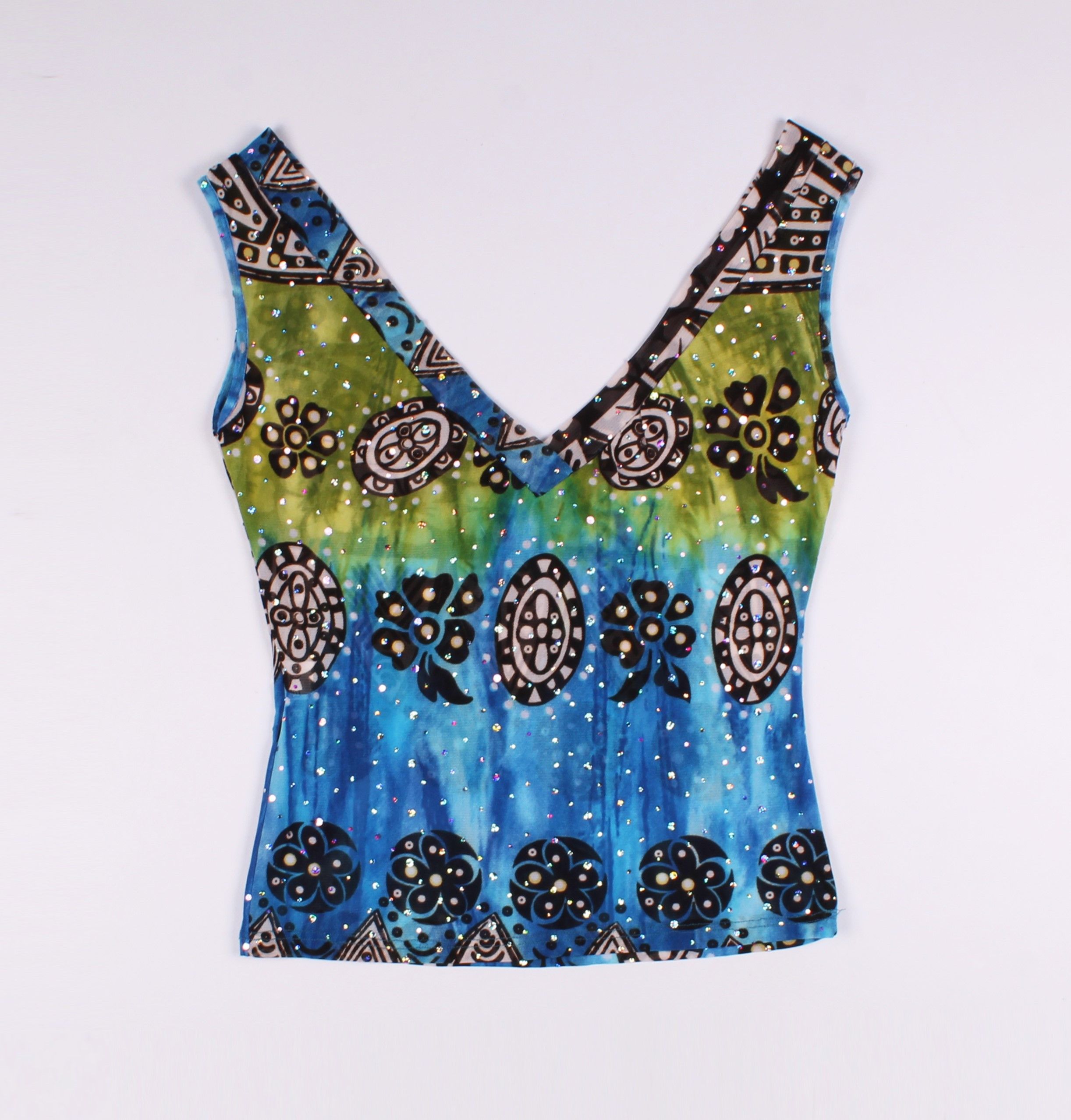 Vintage Vintage Y2K Mesh Sparkle Printed Top Size S / US 4 / IT 40 - 4 Thumbnail