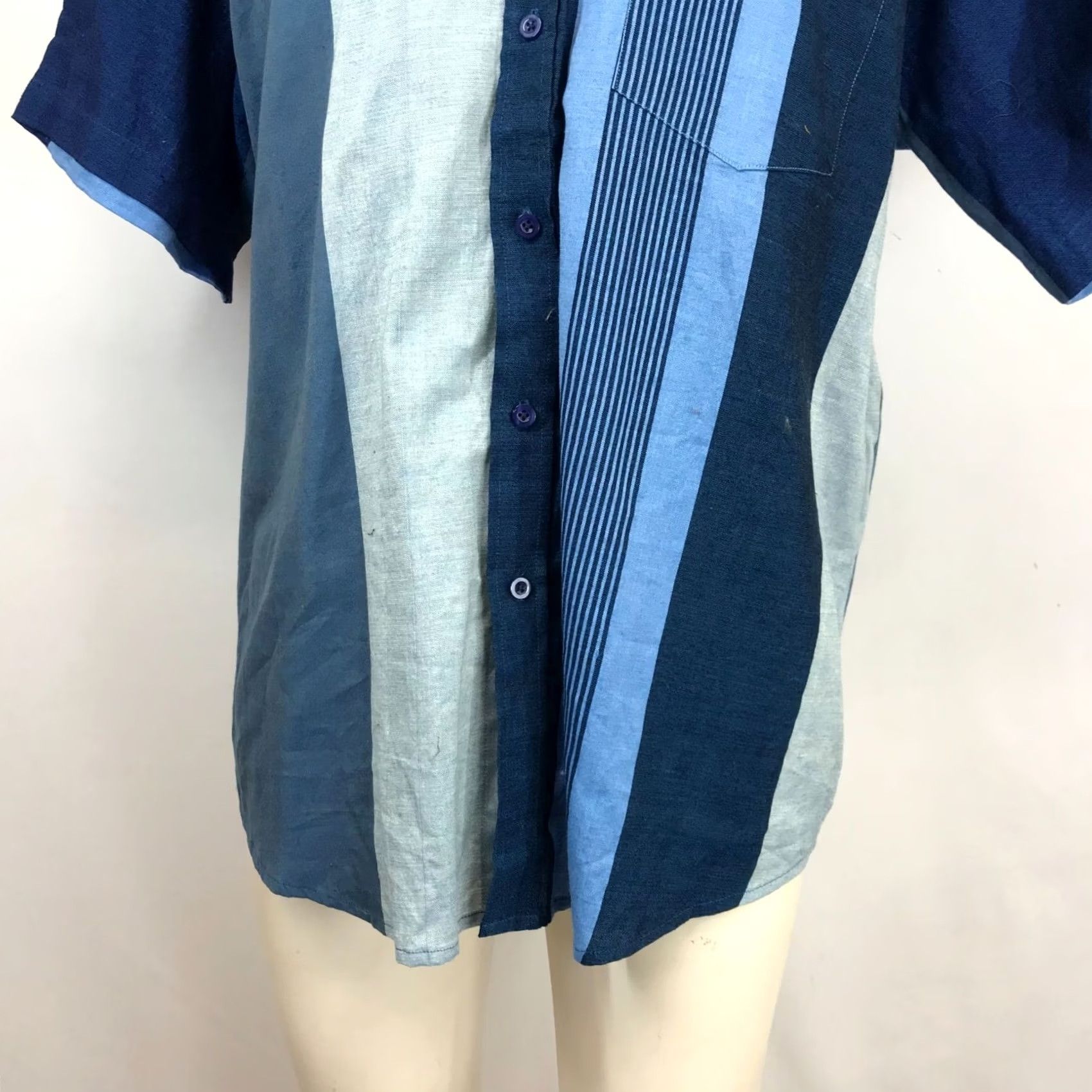 Vivobarefoot barefoot Shirt Mens 16.5 Blue WOMEN SHORT SLEEVE BUTTON COLLARED COTTON Size XXL / US 16-18 / IT 52-54 - 3 Thumbnail