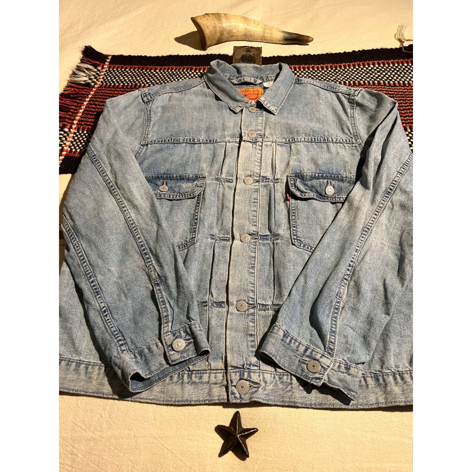 Levi's VINTAGE Levi’s Trucker XL Jacket Men 48in Chest Denim Blue 2015 Workwear Vintage-Style Pleated Front Size US XL / EU 56 / 4 - 6 Thumbnail